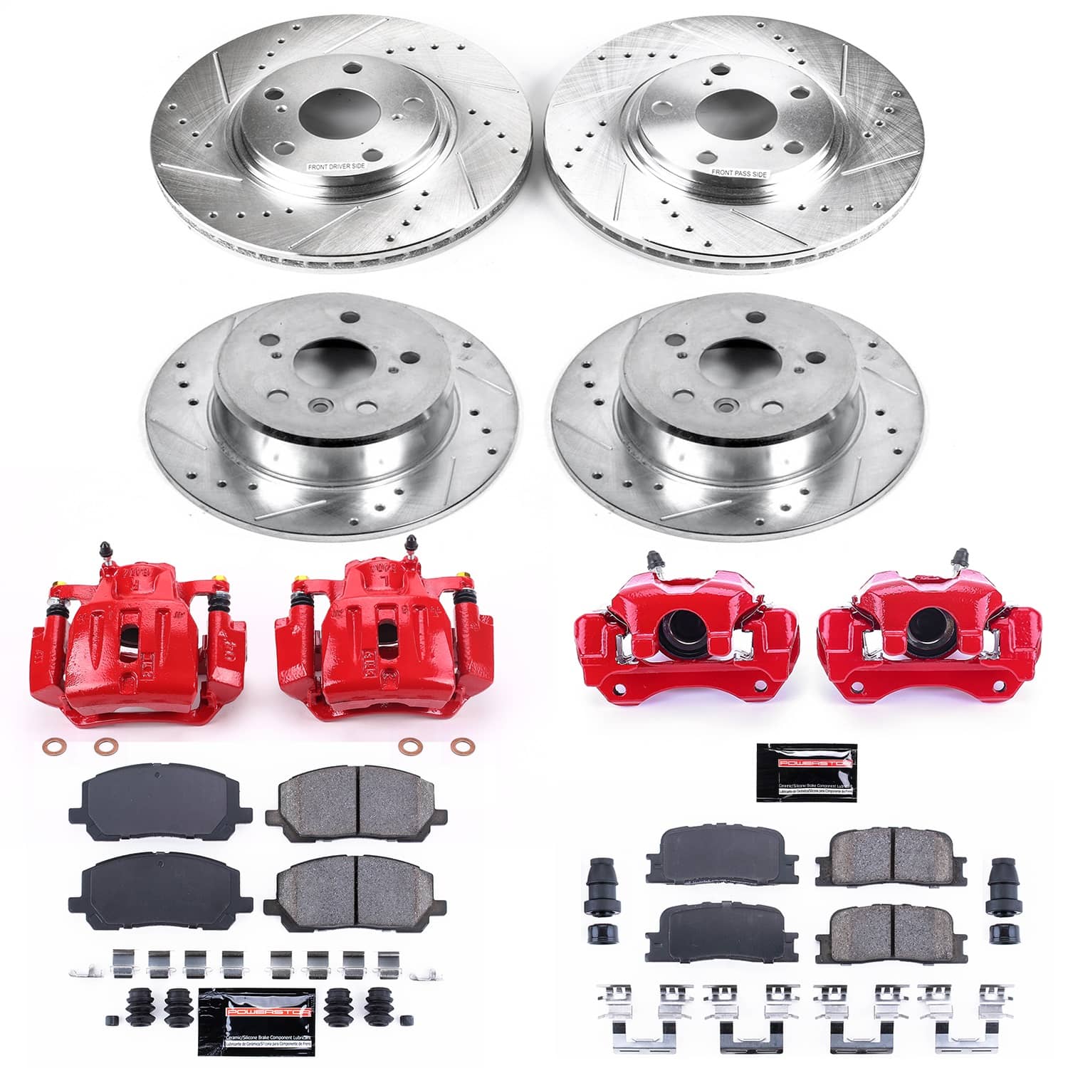 Power Stop - KC1139 - Front and Rear - Disc Brake Pad/Caliper and Rotor Kit