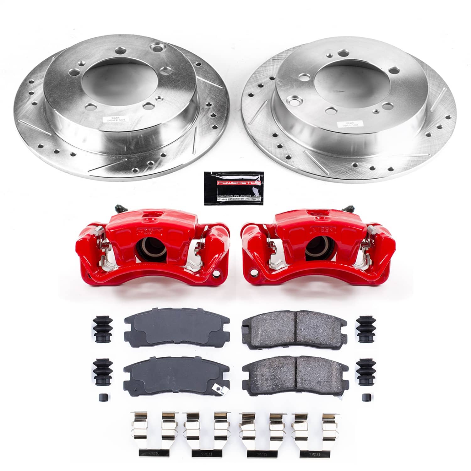 Power Stop - KC1203 - Rear - Disc Brake Pad/Caliper and Rotor Kit