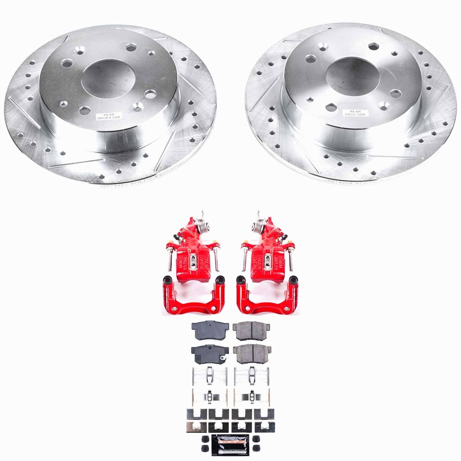 Power Stop - KC1244 - Rear - Disc Brake Pad/Caliper and Rotor Kit