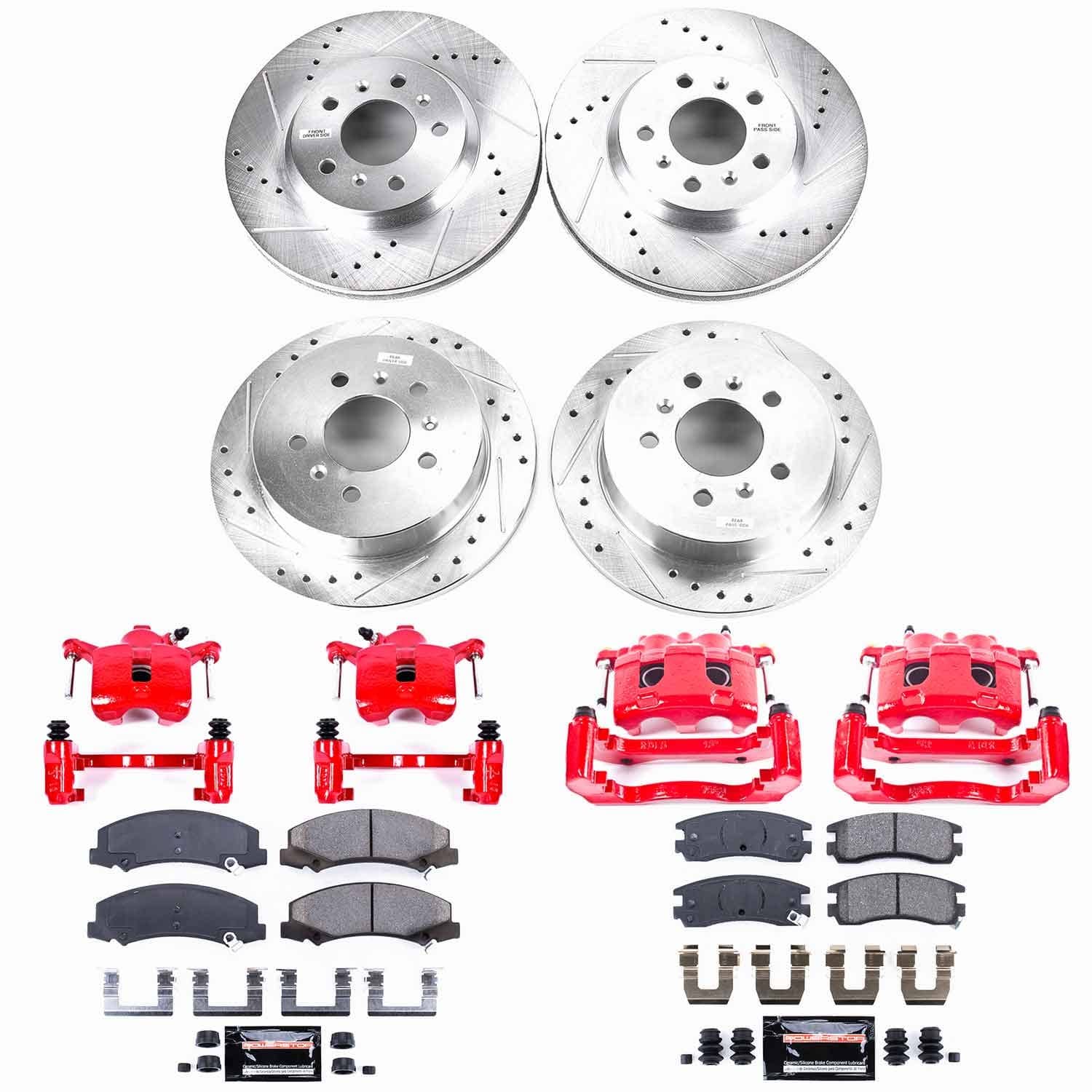 Power Stop - KC1438 - Front and Rear - Disc Brake Pad/Caliper and Rotor Kit
