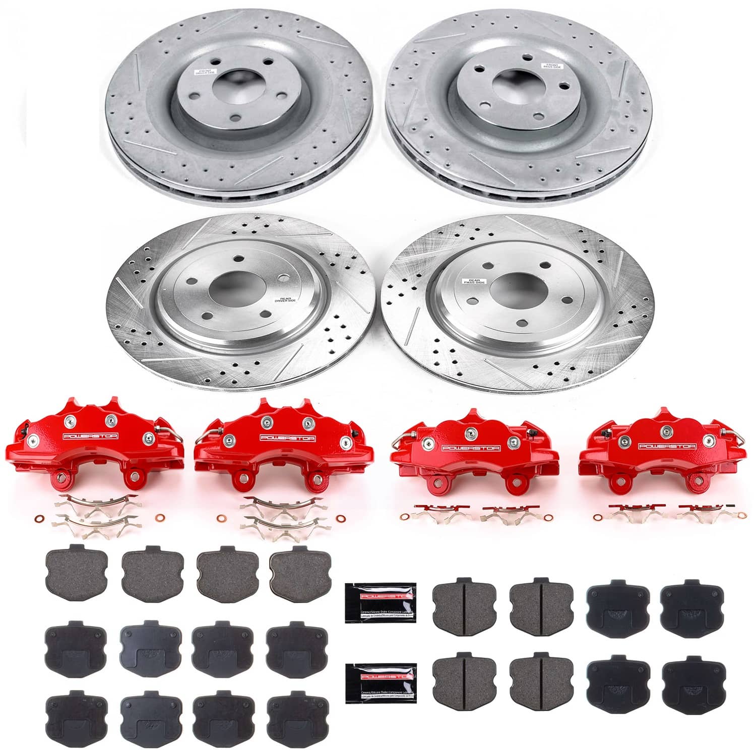 Power Stop - KC1445 - Front and Rear - Disc Brake Pad/Caliper and Rotor Kit