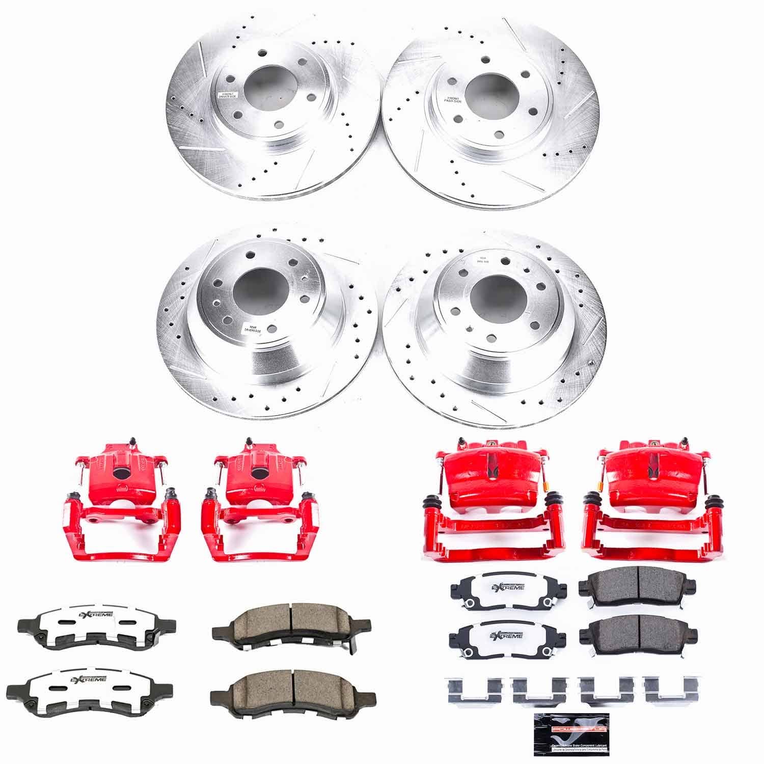 Power Stop - KC1454-26 - Front and Rear - Disc Brake Pad/Caliper and Rotor Kit
