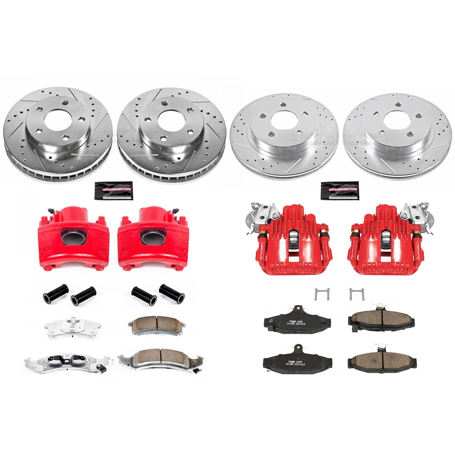 Power Stop - KC1535 - Front and Rear - Disc Brake Pad/Caliper and Rotor Kit