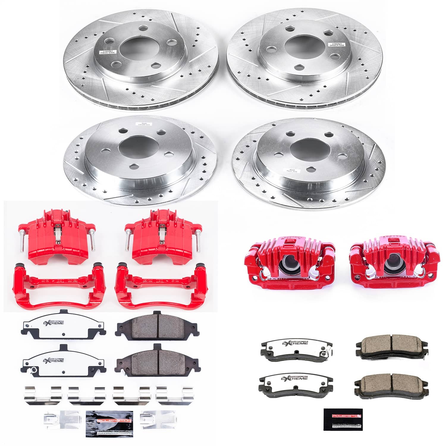 Power Stop - KC1552-26 - Front and Rear - Disc Brake Pad/Caliper and Rotor Kit