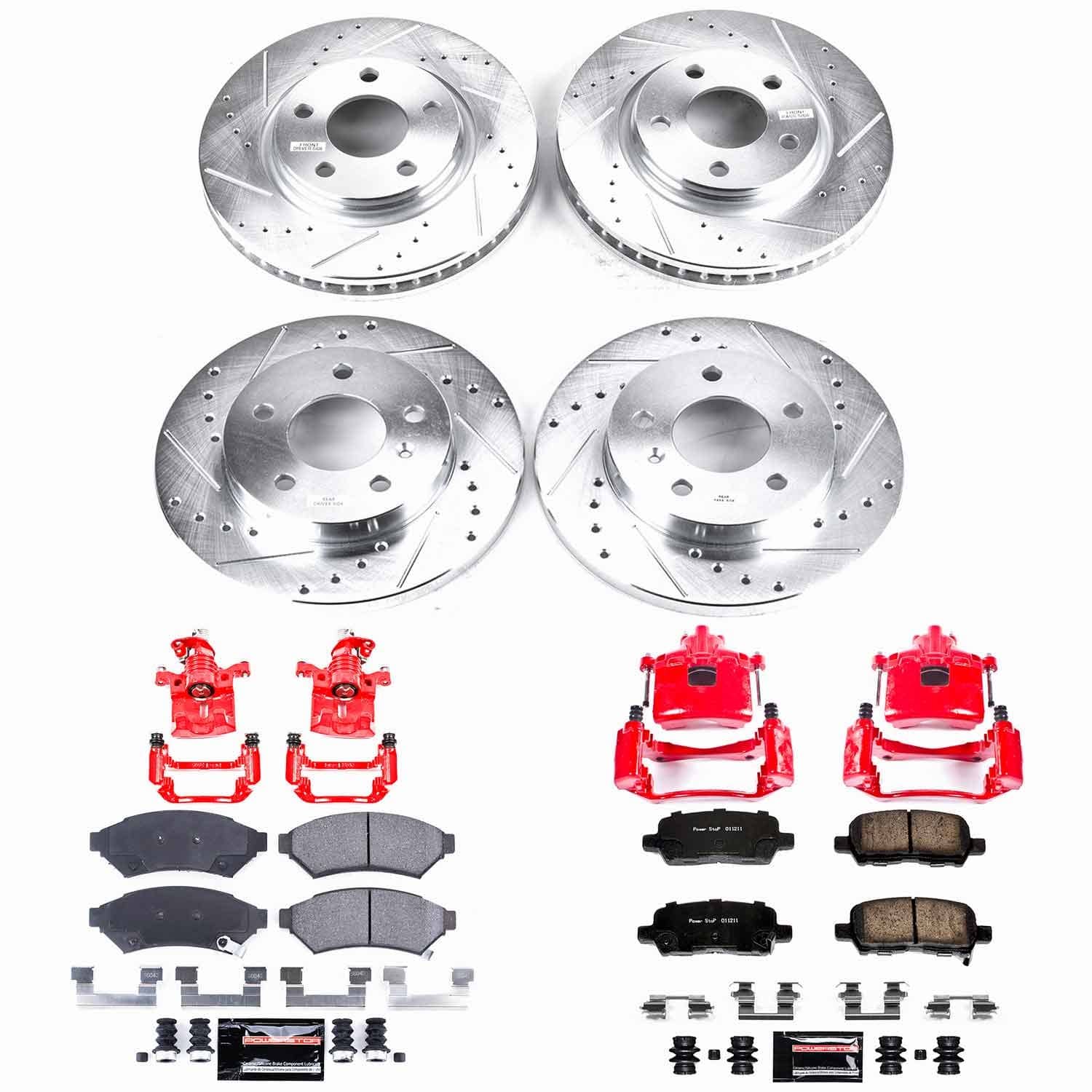 Power Stop - KC1589 - Front and Rear - Disc Brake Pad/Caliper and Rotor Kit