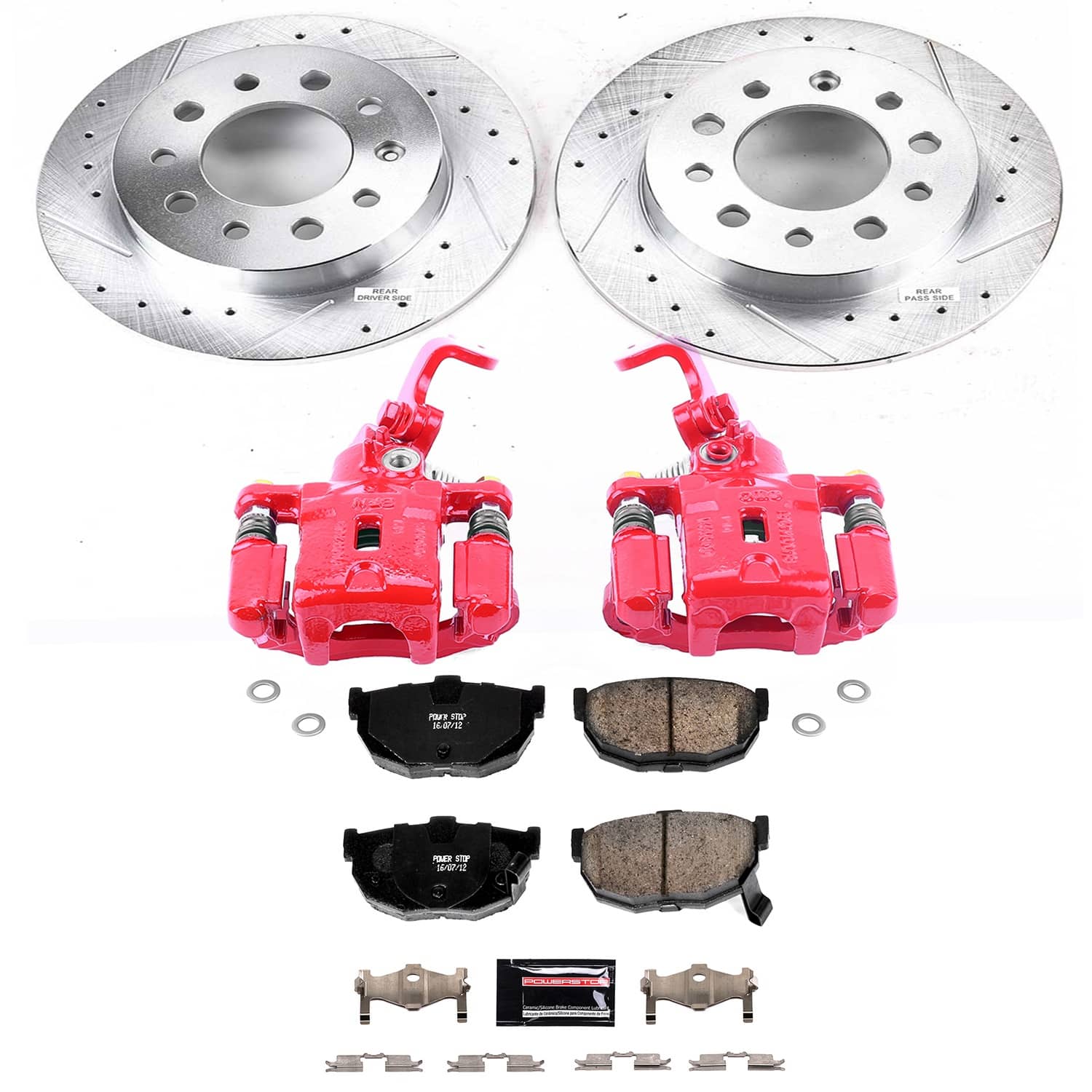 Power Stop - KC170A - Rear - Disc Brake Pad/Caliper and Rotor Kit