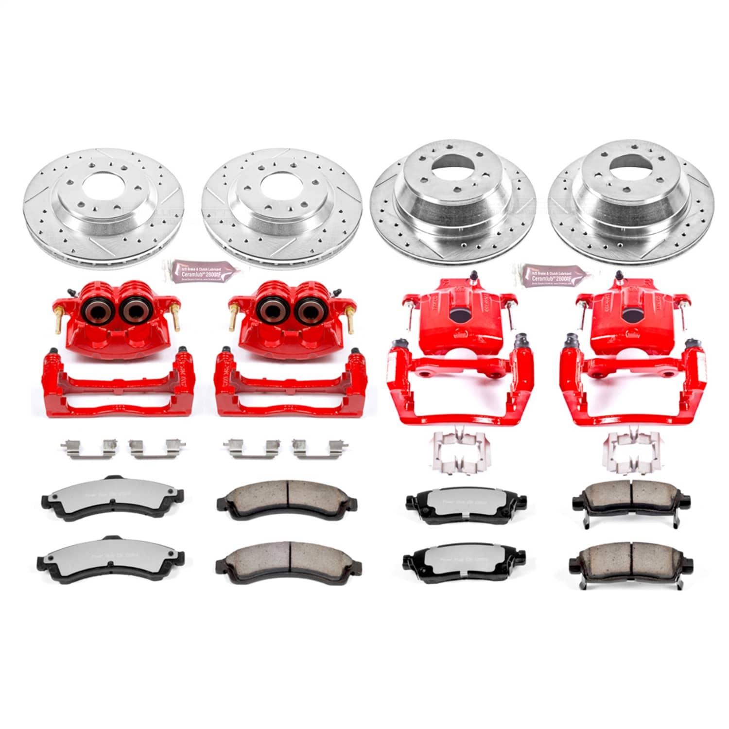 Power Stop - KC2058-36 - Front and Rear - Disc Brake Pad/Caliper and Rotor Kit