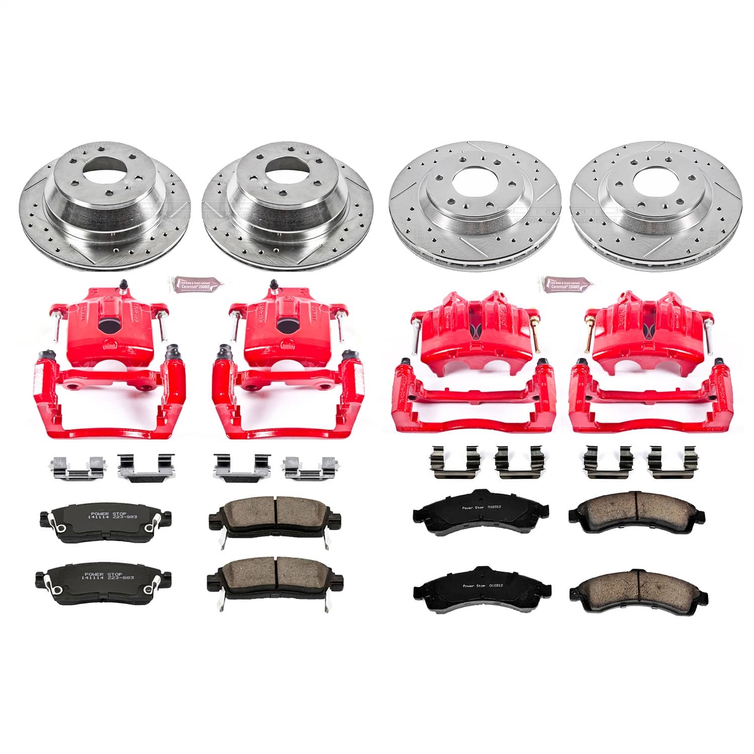 Power Stop - KC2058 - Front and Rear - Disc Brake Pad/Caliper and Rotor Kit