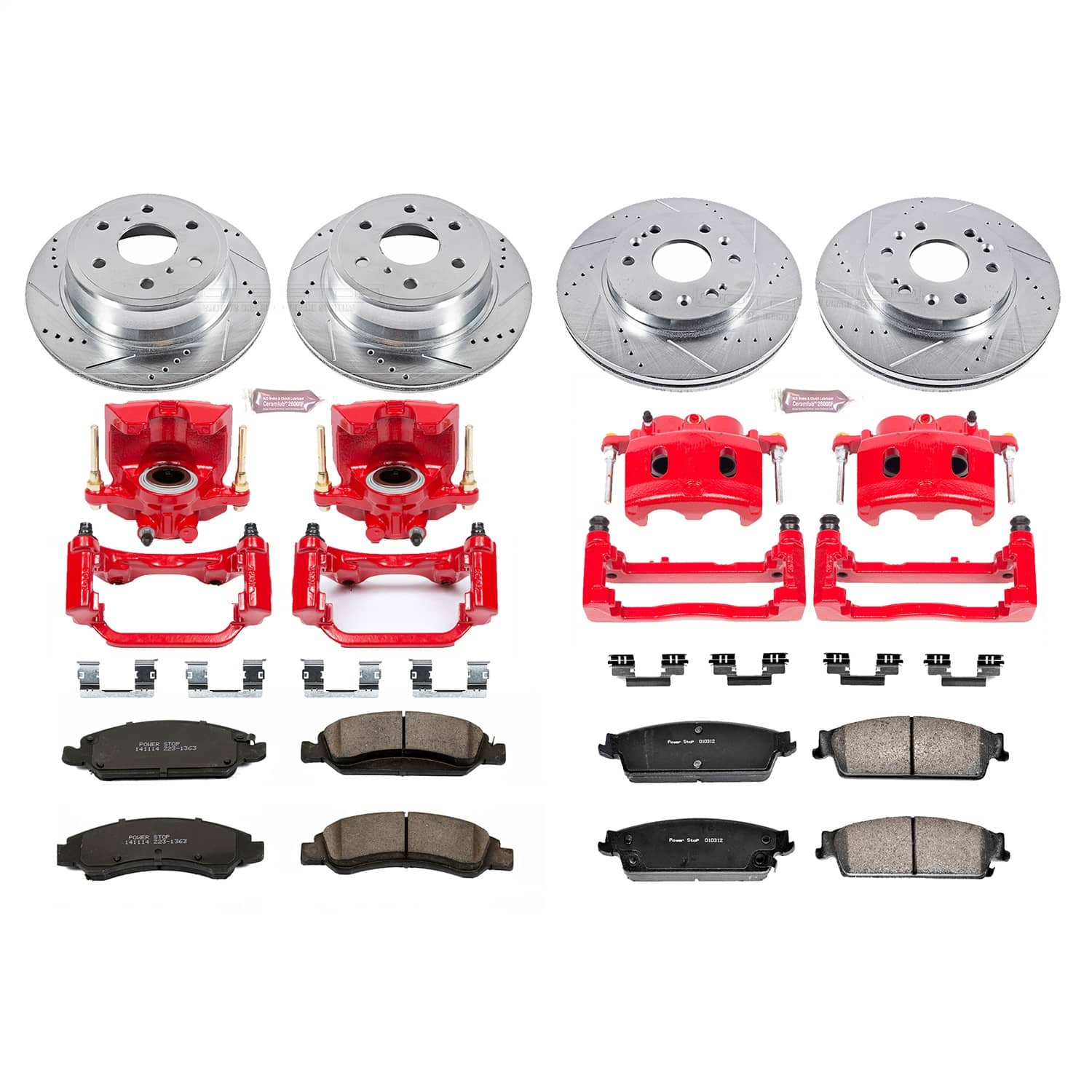 Power Stop - KC2070 - Front and Rear - Disc Brake Pad/Caliper and Rotor Kit