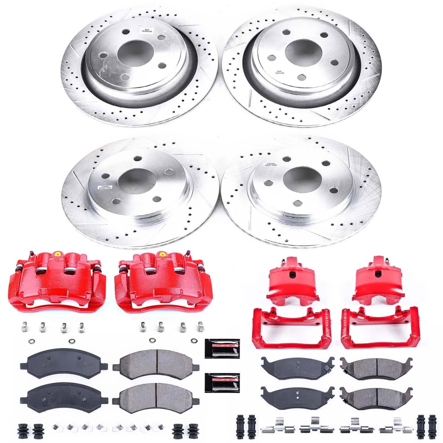 Power Stop - KC2164A - Front and Rear - Disc Brake Pad/Caliper and Rotor Kit