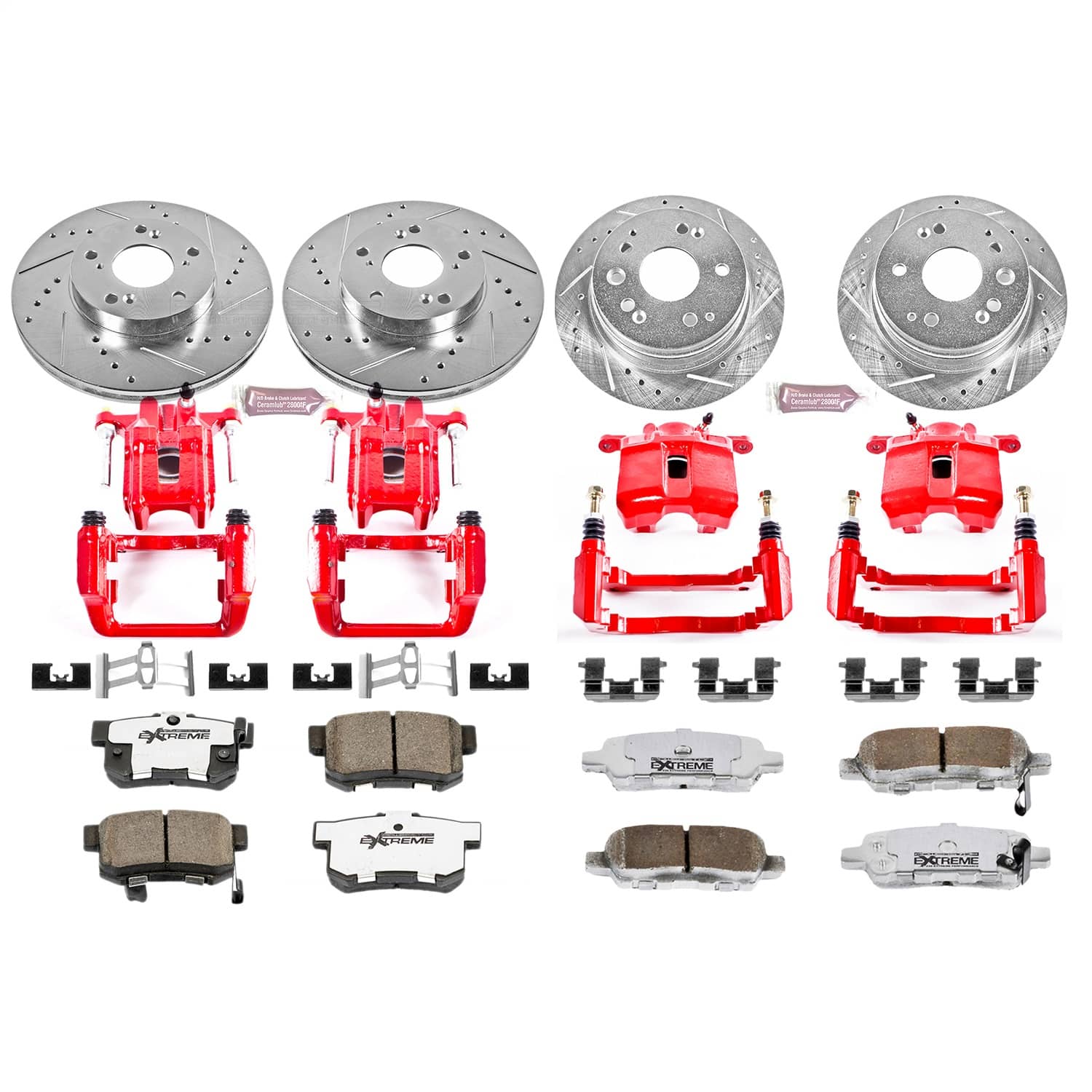 Power Stop - KC2296-26 - Front and Rear - Disc Brake Pad/Caliper and Rotor Kit