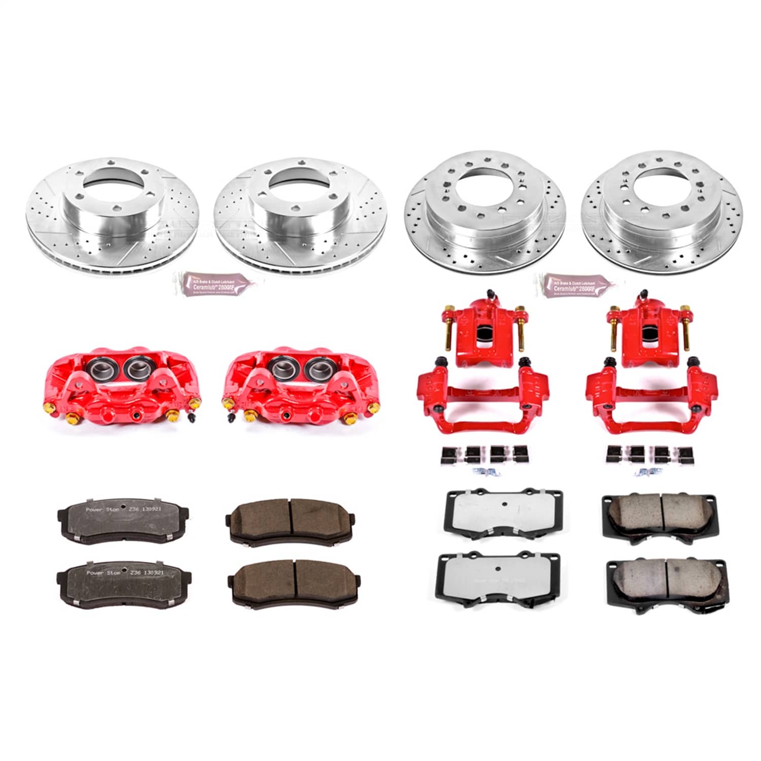 Power Stop - KC2325-36 - Front and Rear - Disc Brake Pad/Caliper and Rotor Kit