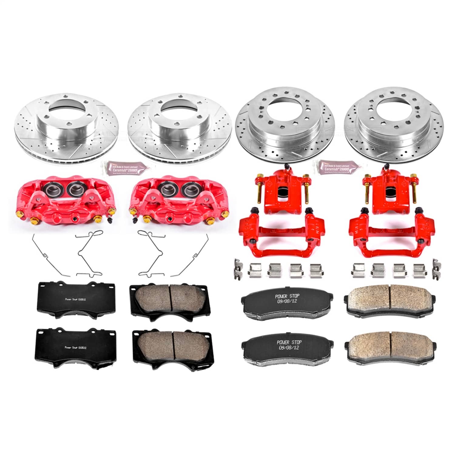 Power Stop - KC2325 - Front and Rear - Disc Brake Pad/Caliper and Rotor Kit