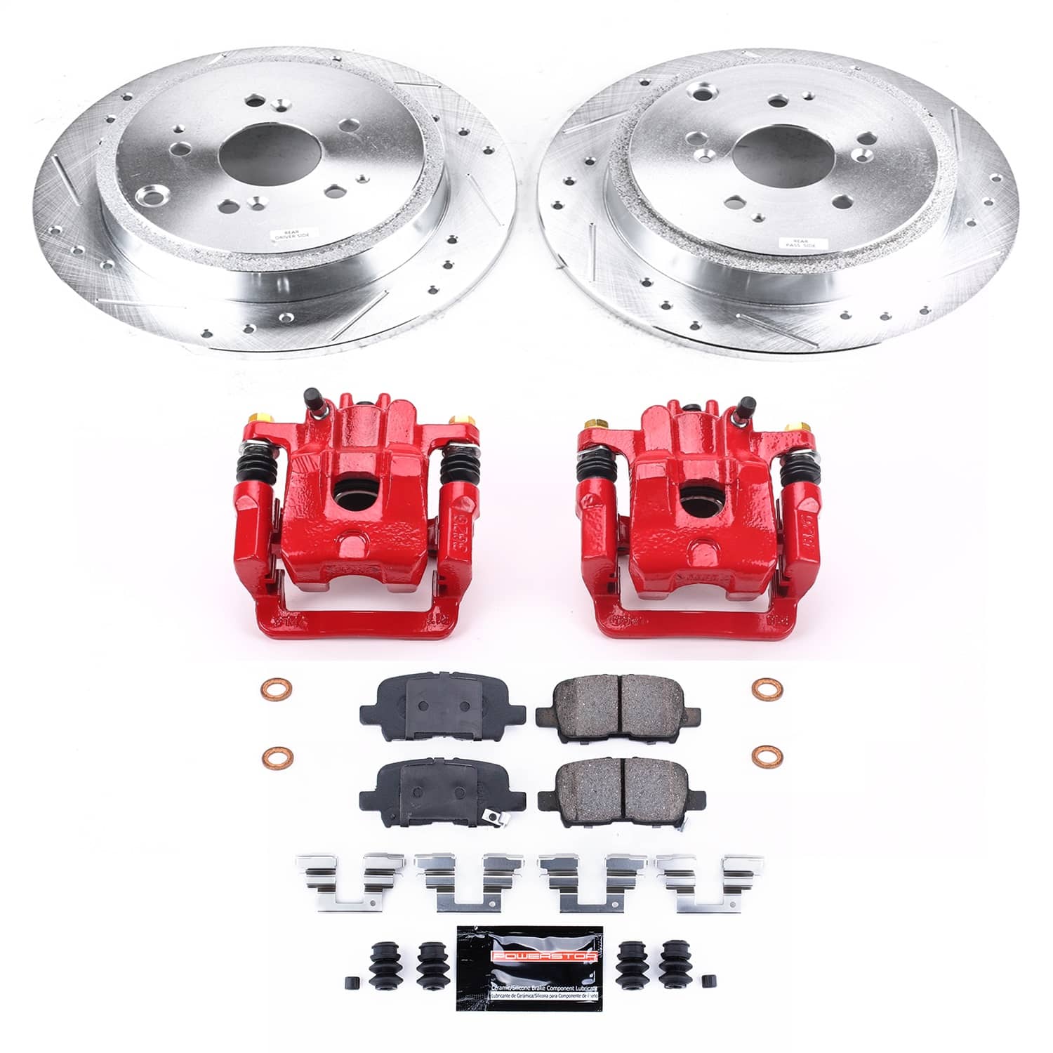 Power Stop - KC2382 - Rear - Disc Brake Pad/Caliper and Rotor Kit