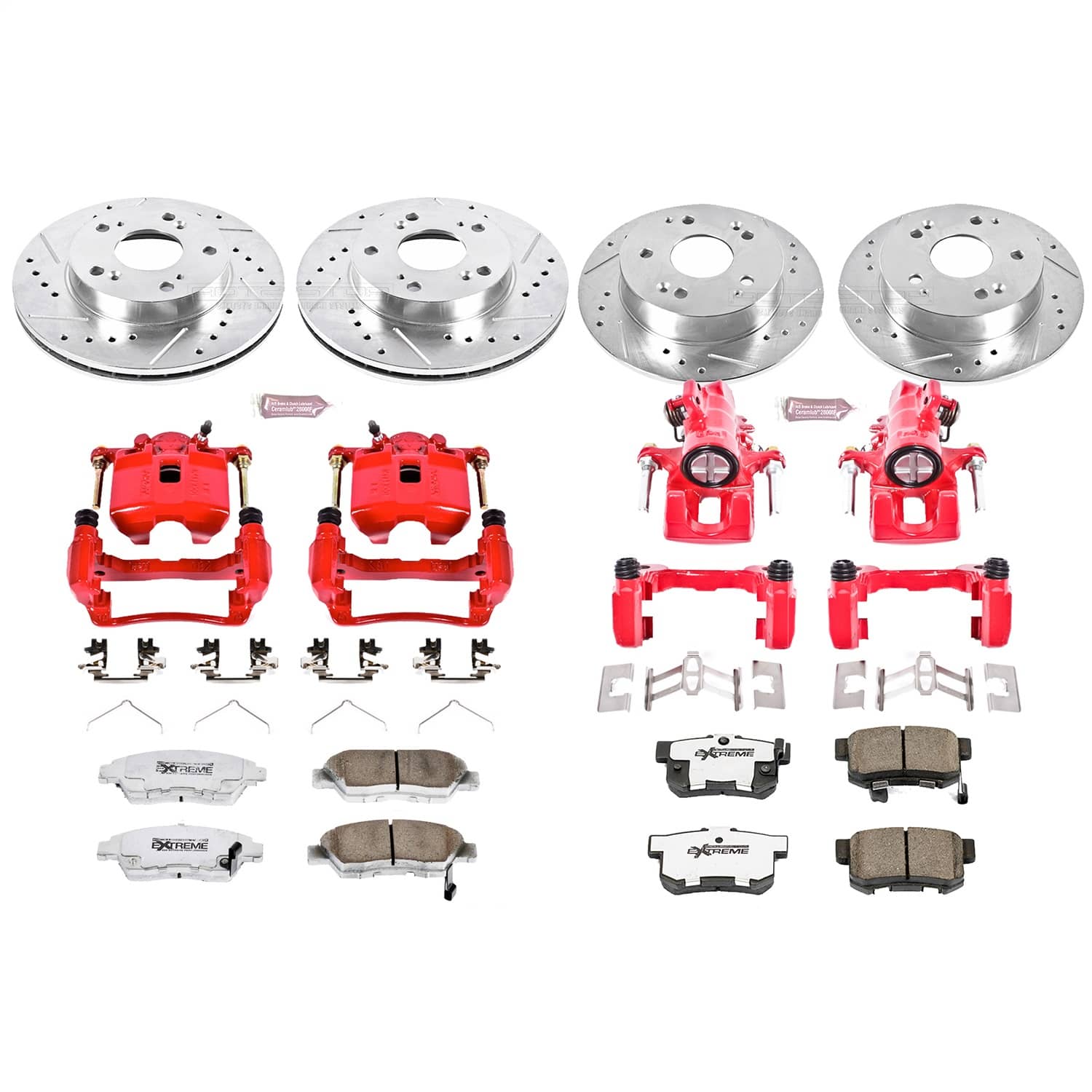 Power Stop - KC2387-26 - Front and Rear - Disc Brake Pad/Caliper and Rotor Kit