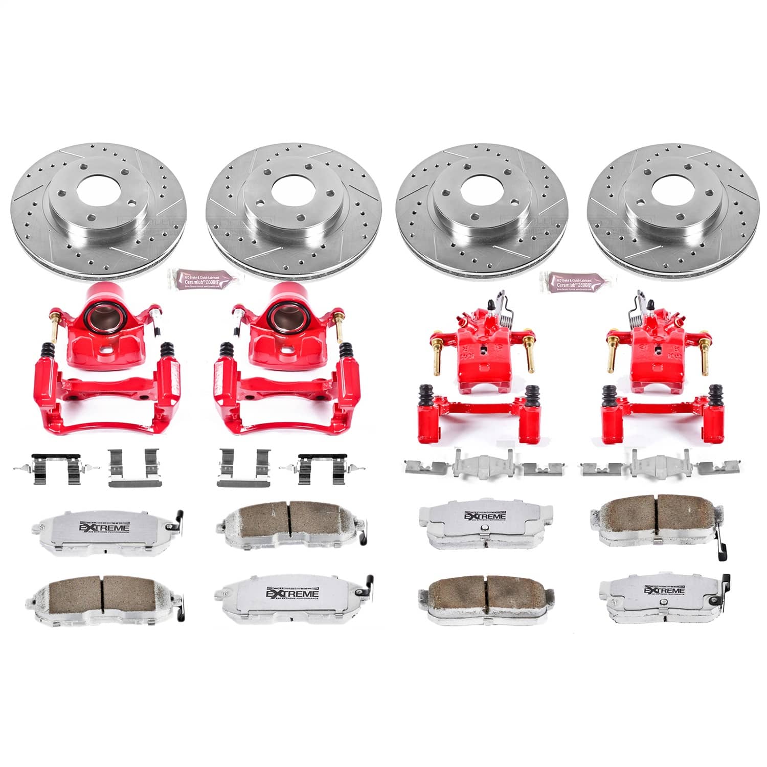 Power Stop - KC2704-26 - Front and Rear - Disc Brake Pad/Caliper and Rotor Kit