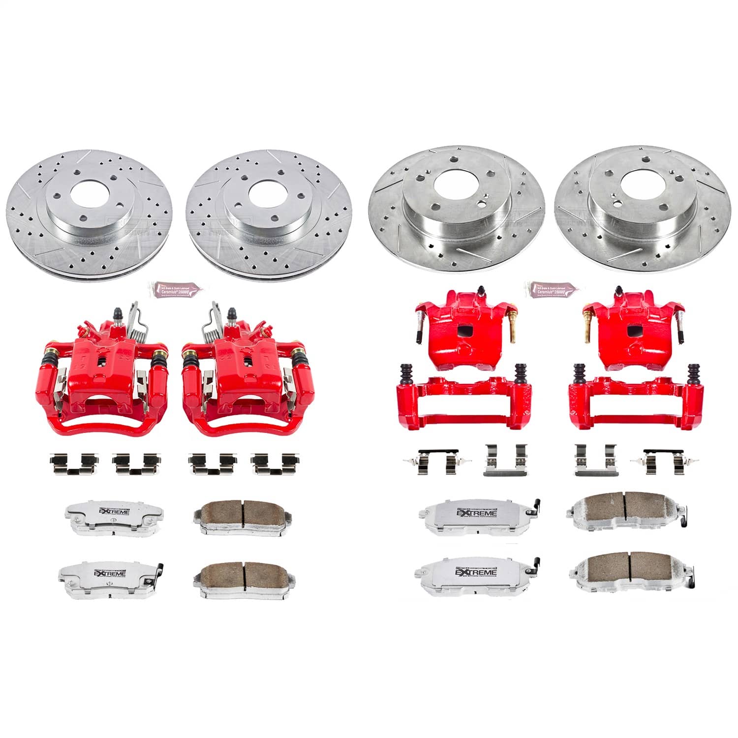Power Stop - KC2706-26 - Front and Rear - Disc Brake Pad/Caliper and Rotor Kit