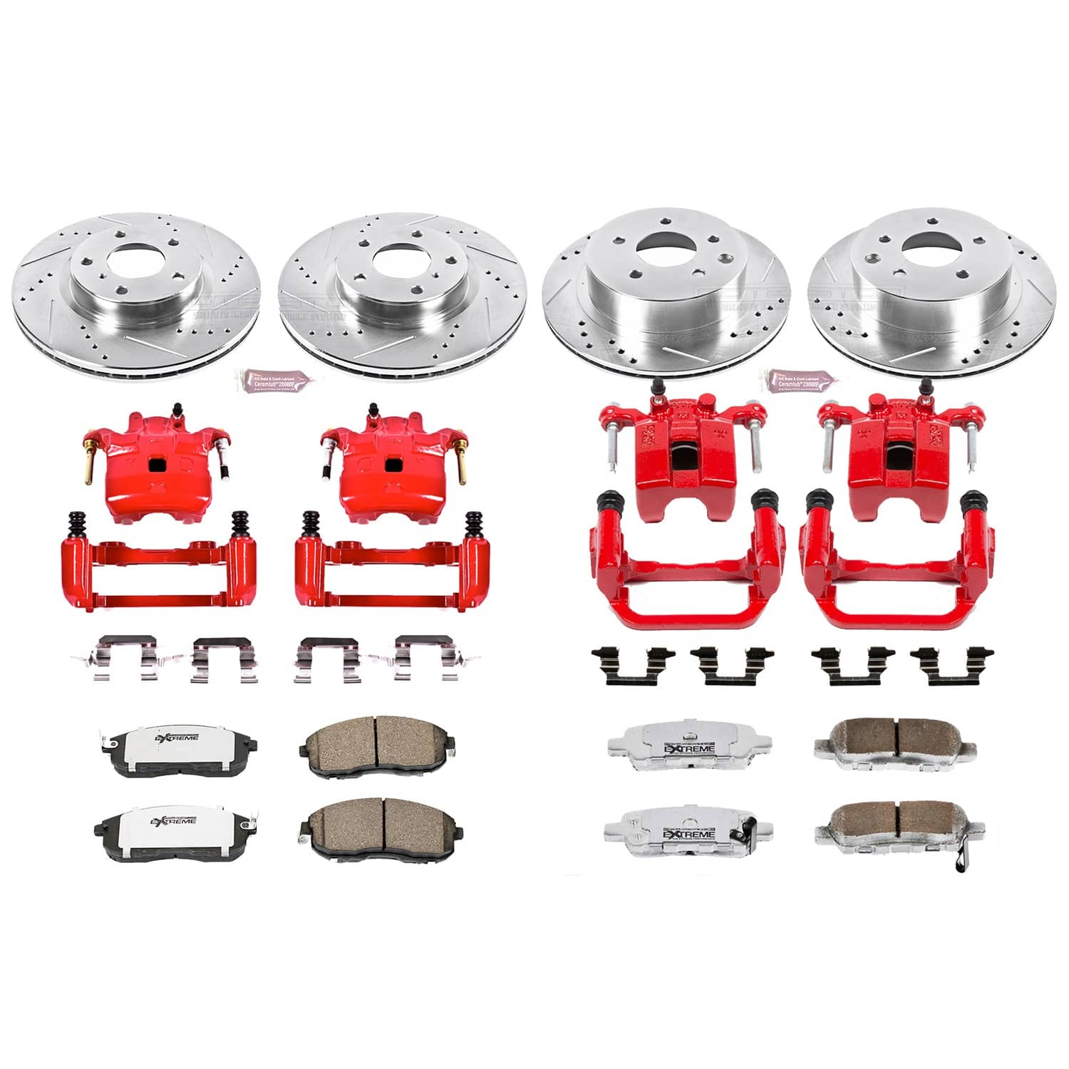 Power Stop - KC2710-26 - Front and Rear - Disc Brake Pad/Caliper and Rotor Kit