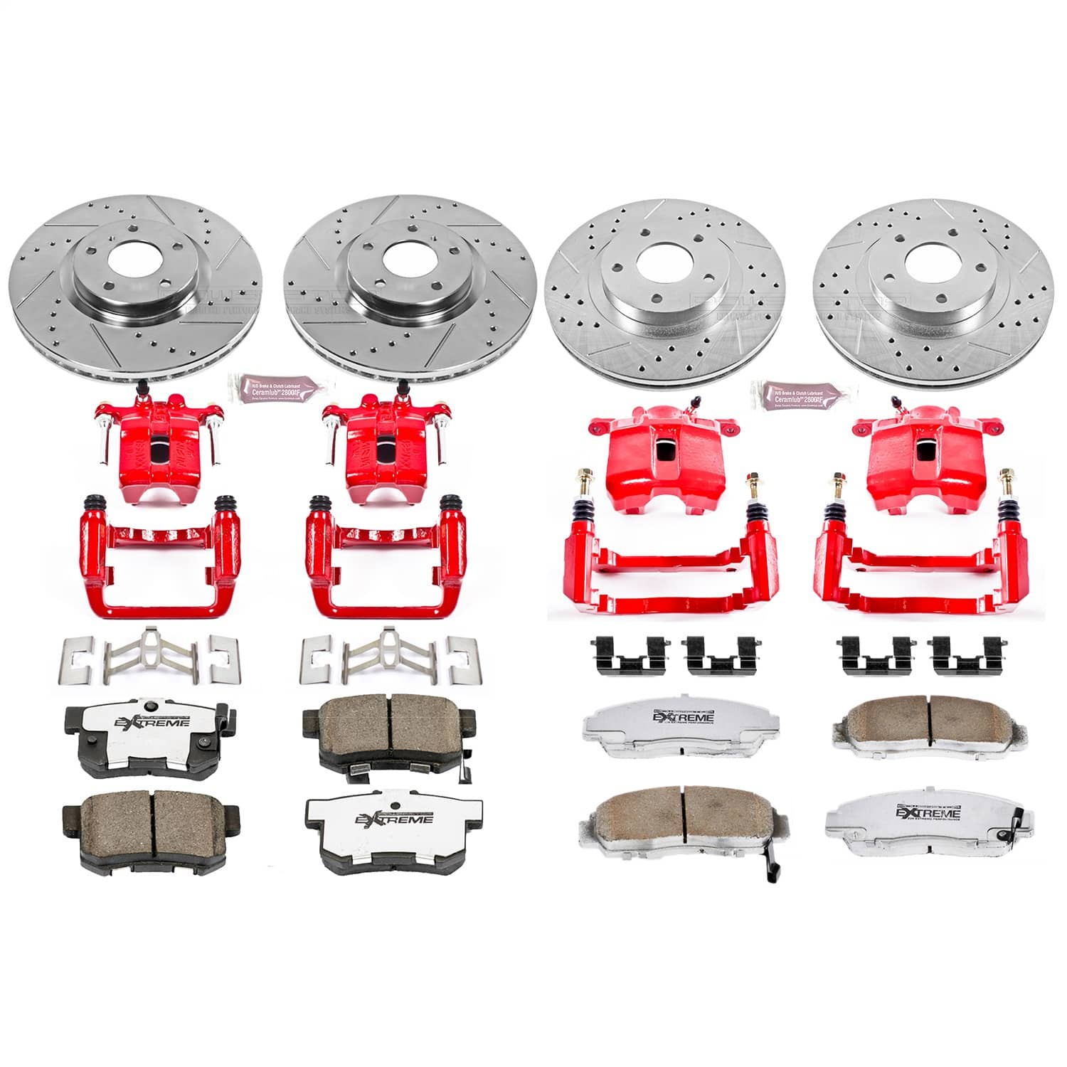 Power Stop - KC2715-26 - Front and Rear - Disc Brake Pad/Caliper and Rotor Kit