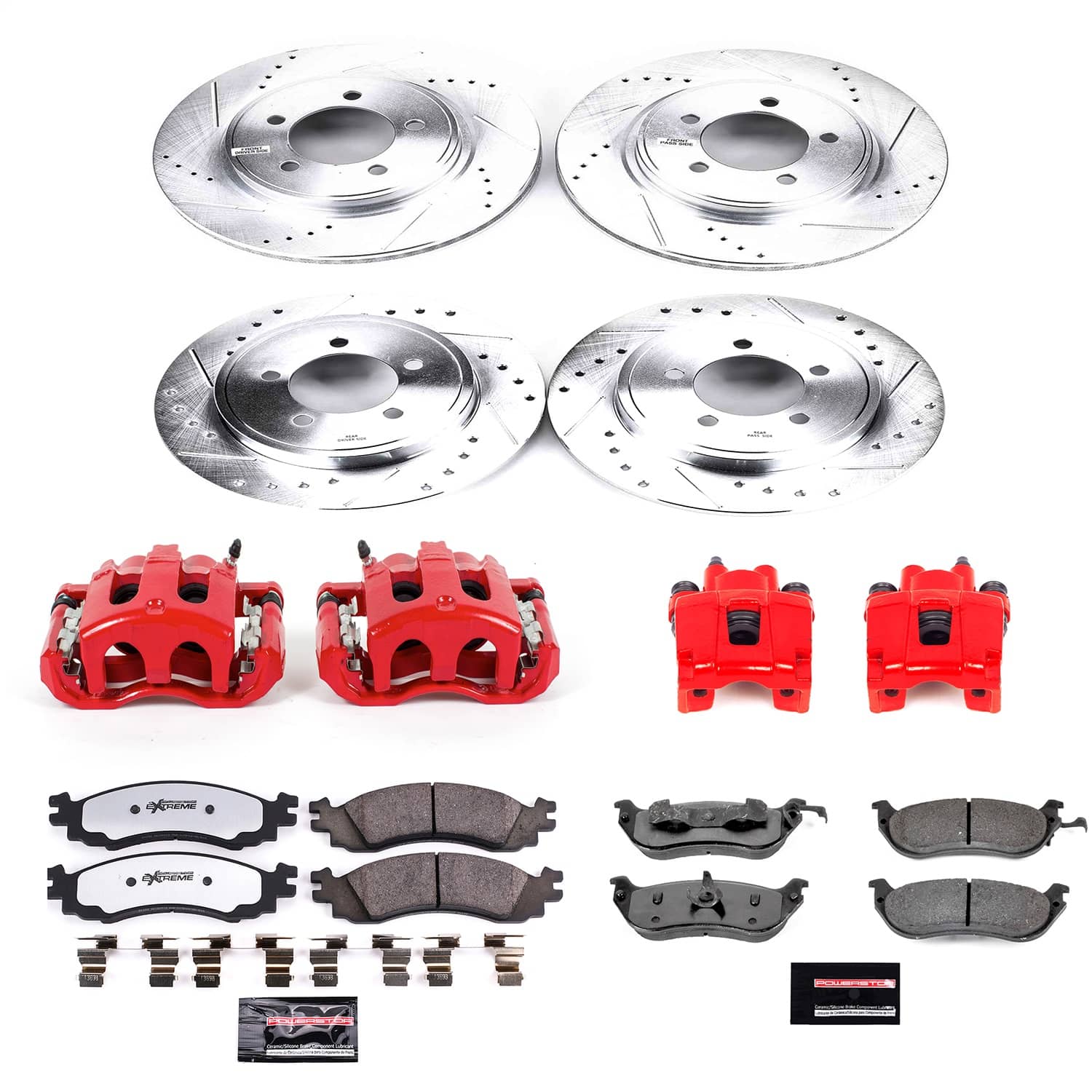 Power Stop - KC2721-36 - Front and Rear - Disc Brake Pad/Caliper and Rotor Kit