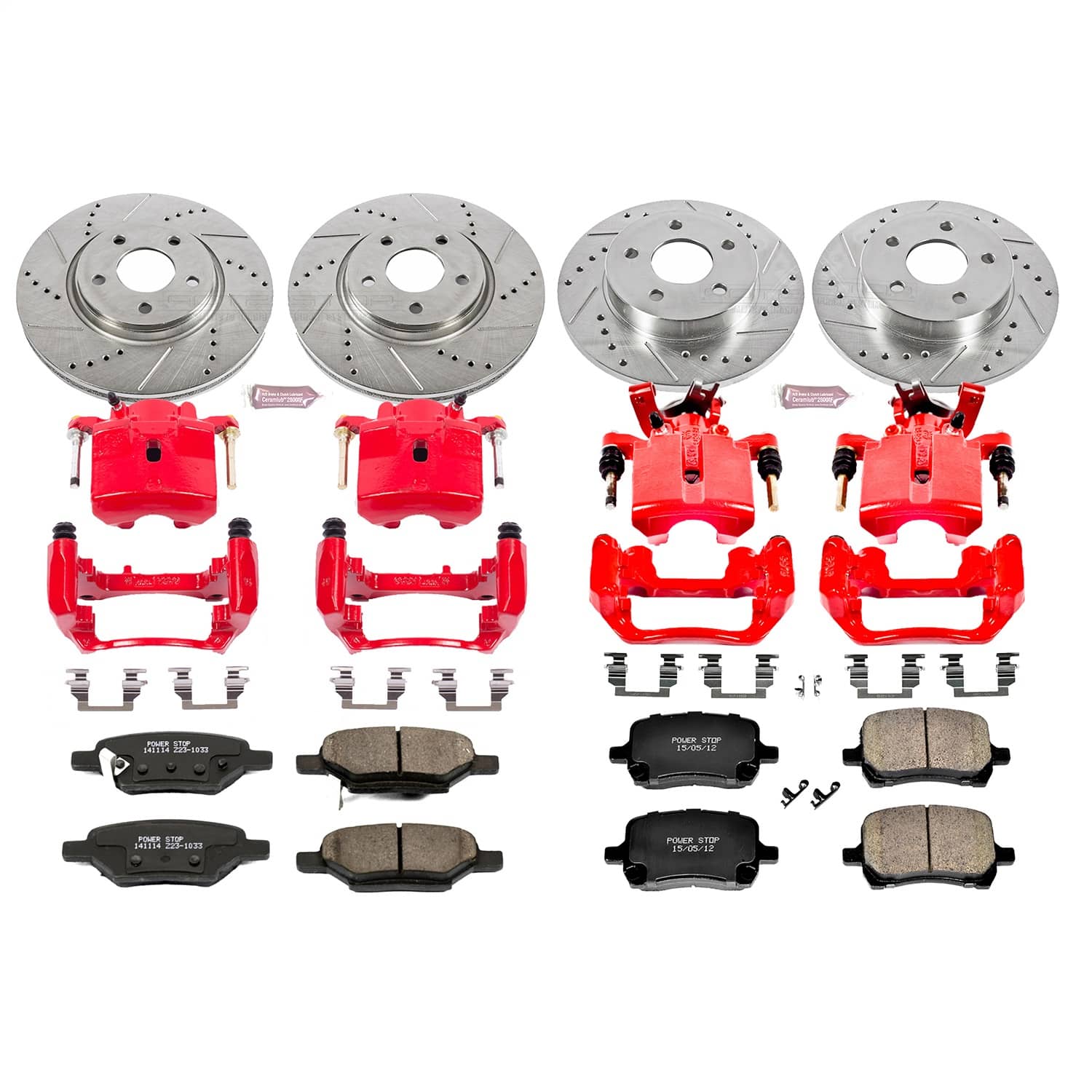 Power Stop - KC2731A - Front and Rear - Disc Brake Pad/Caliper and Rotor Kit
