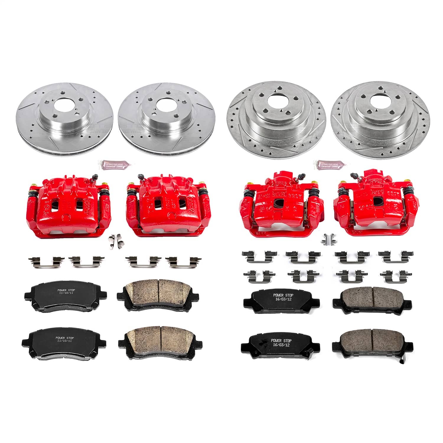 Power Stop - KC2749 - Front and Rear - Disc Brake Pad/Caliper and Rotor Kit