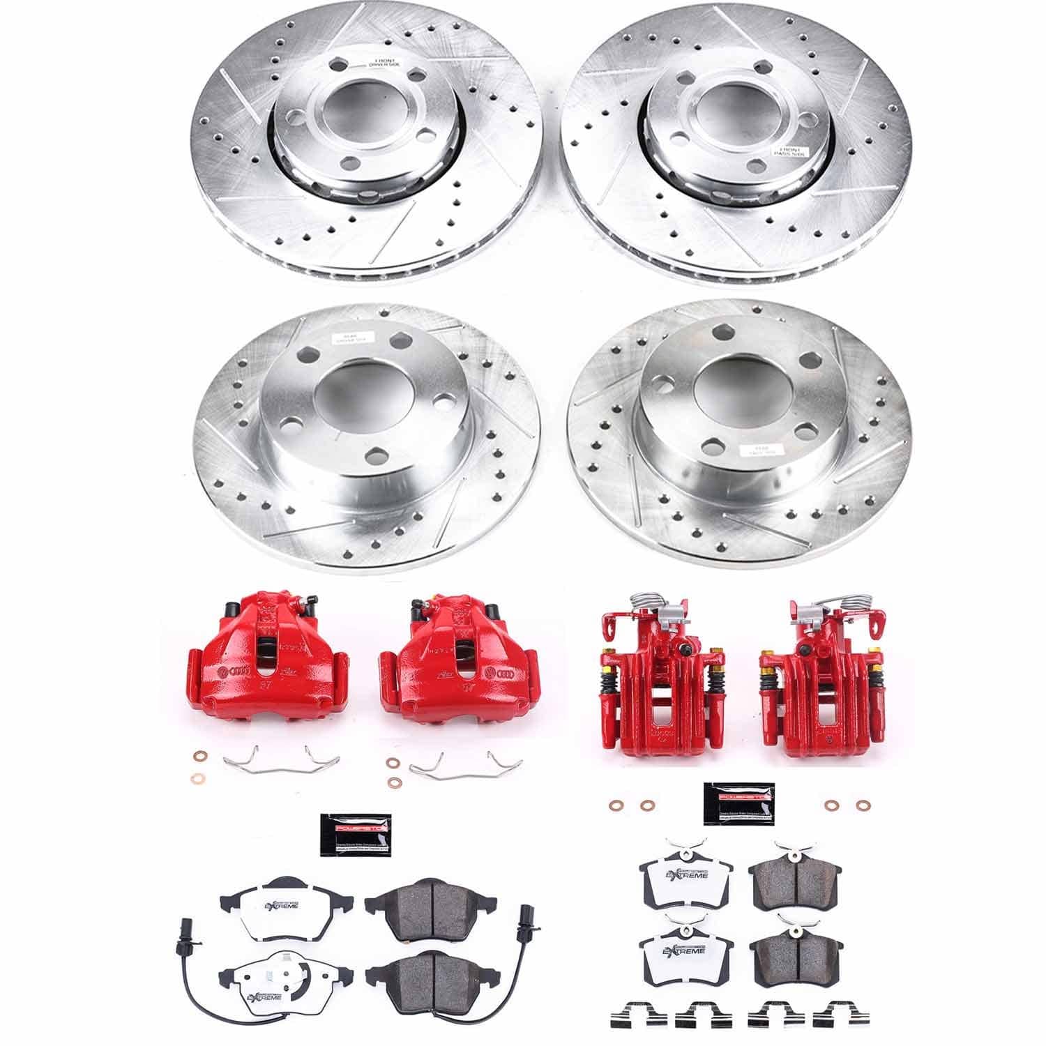 Power Stop - KC2800-26 - Front and Rear - Disc Brake Pad/Caliper and Rotor Kit