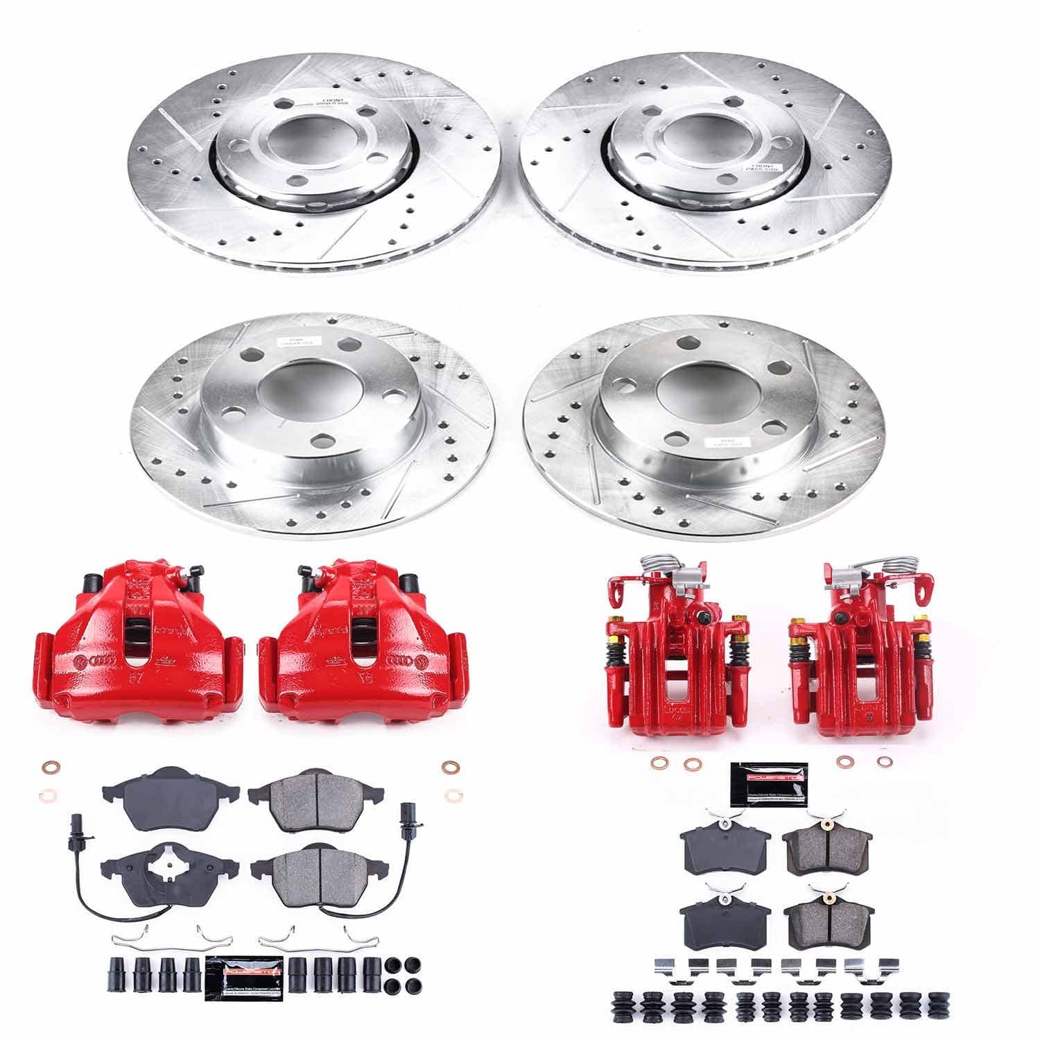 Power Stop - KC2800 - Front and Rear - Disc Brake Pad/Caliper and Rotor Kit