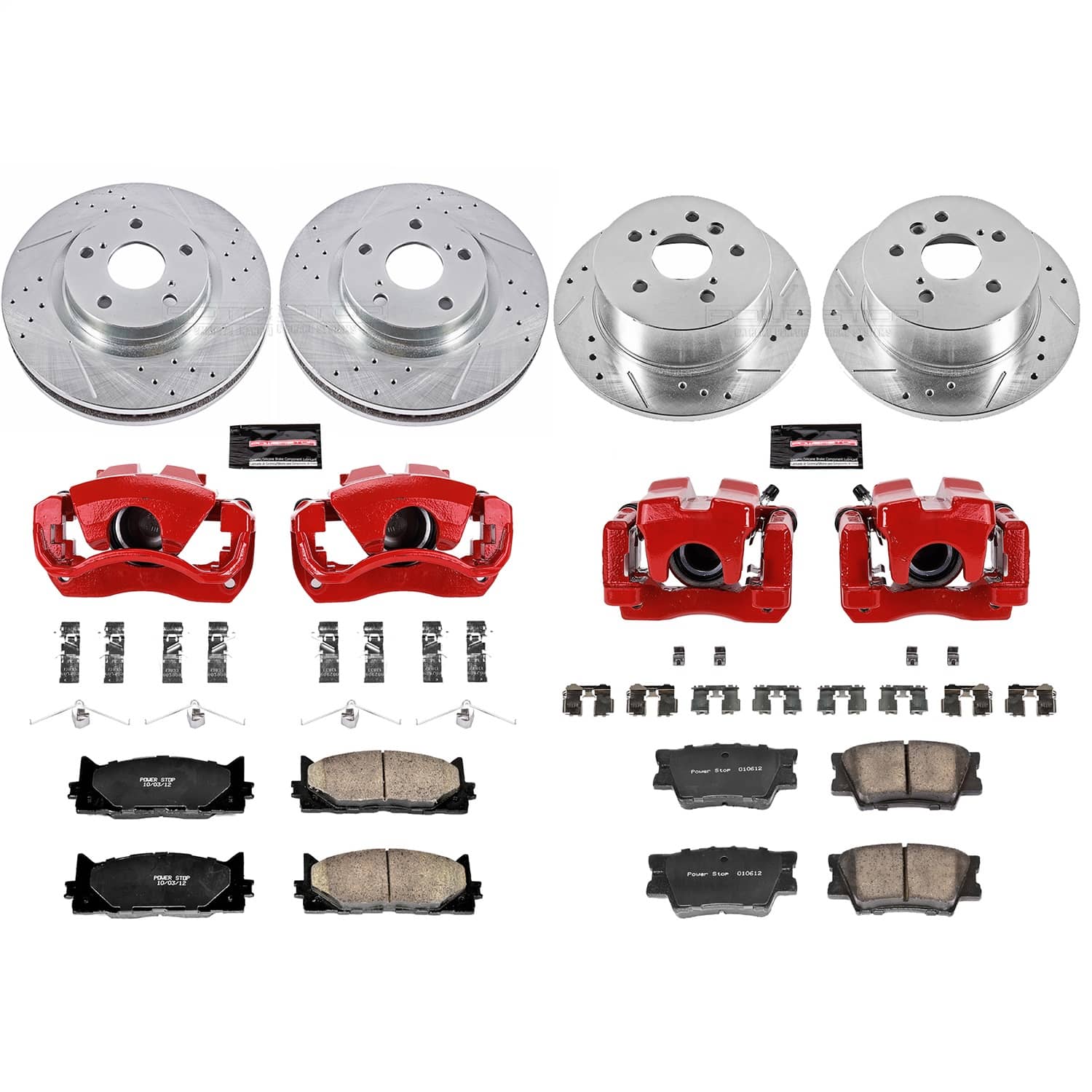 Power Stop - KC2822 - Front and Rear - Disc Brake Pad/Caliper and Rotor Kit