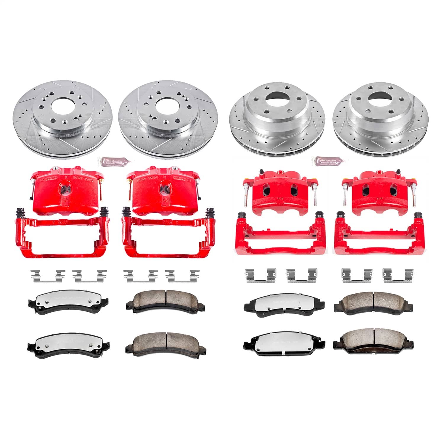 Power Stop - KC2826-36 - Front and Rear - Disc Brake Pad/Caliper and Rotor Kit