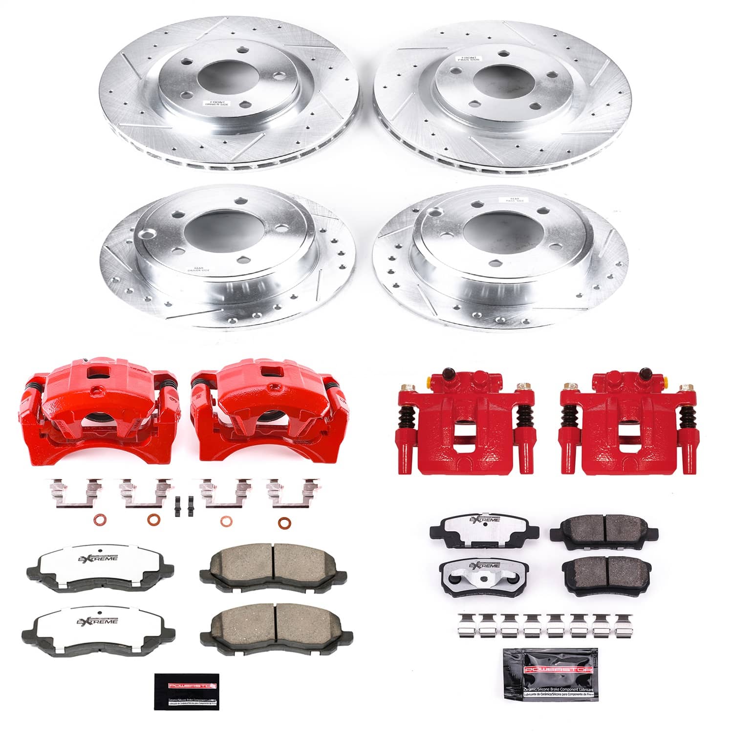 Power Stop - KC2840A-26 - Front and Rear - Disc Brake Pad/Caliper and Rotor Kit