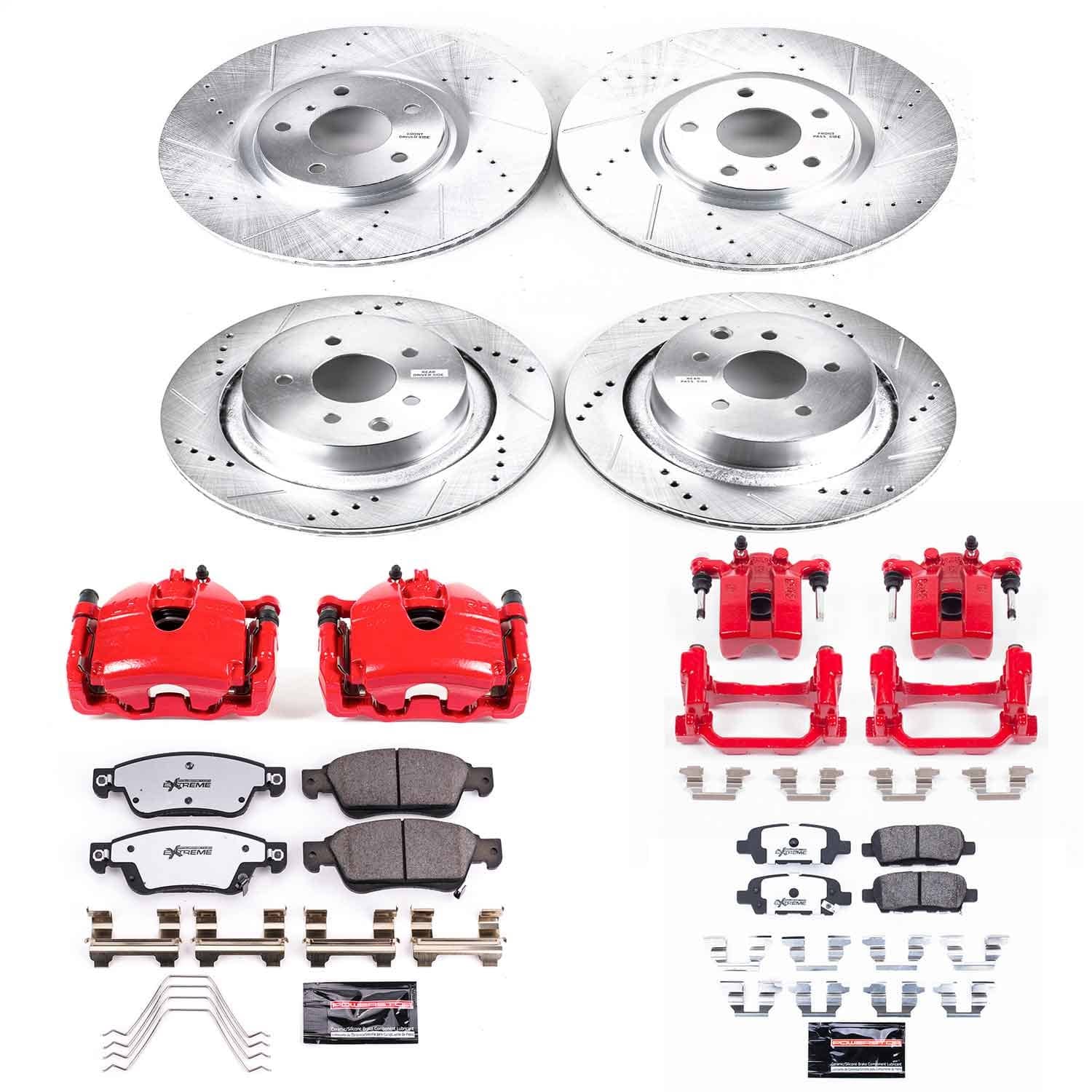 Power Stop - KC2862-26 - Front and Rear - Disc Brake Pad/Caliper and Rotor Kit