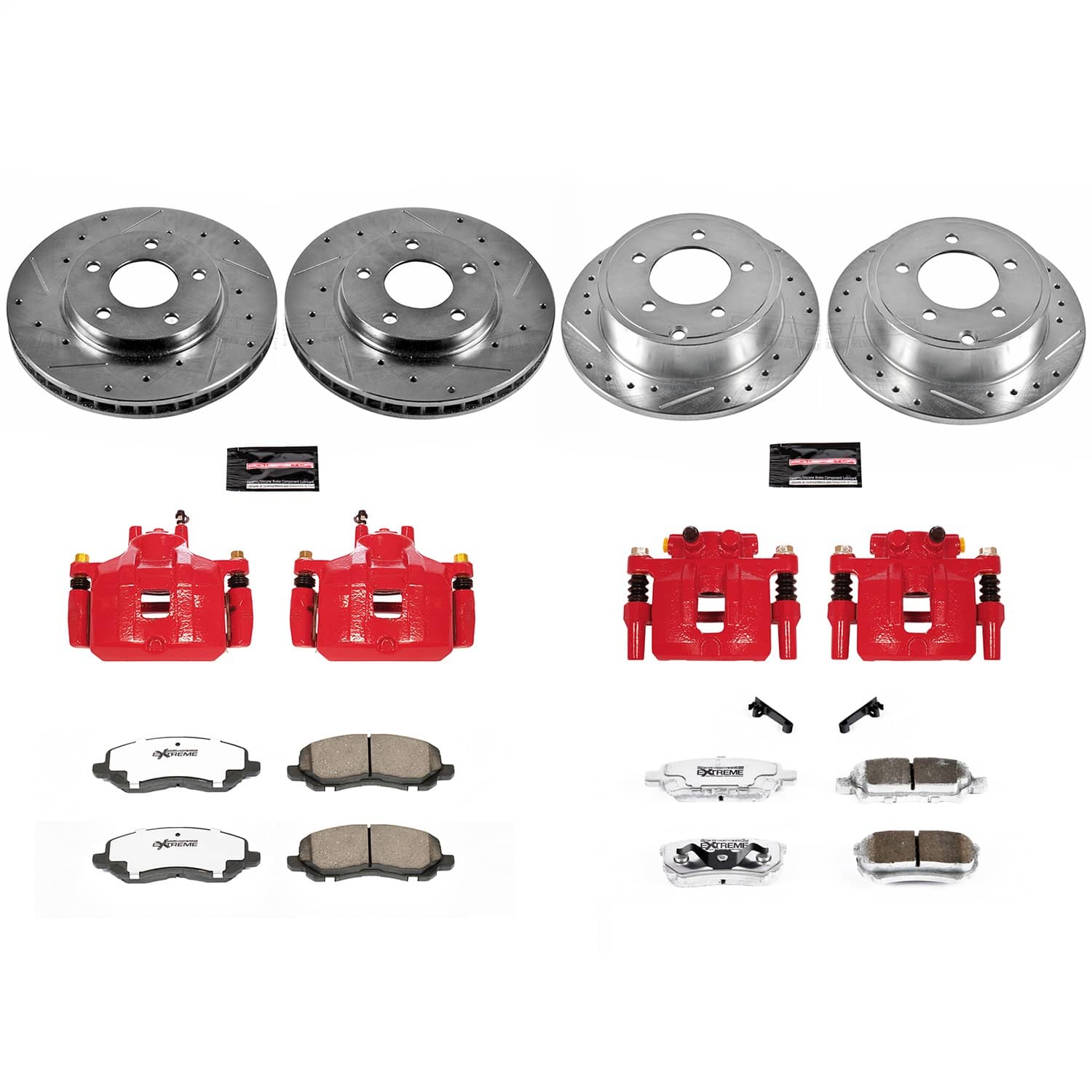 Power Stop - KC4017A-26 - Front and Rear - Disc Brake Pad/Caliper and Rotor Kit