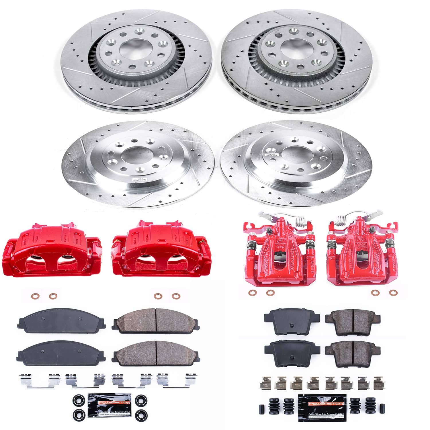 Power Stop - KC4039A - Front and Rear - Disc Brake Pad/Caliper and Rotor Kit