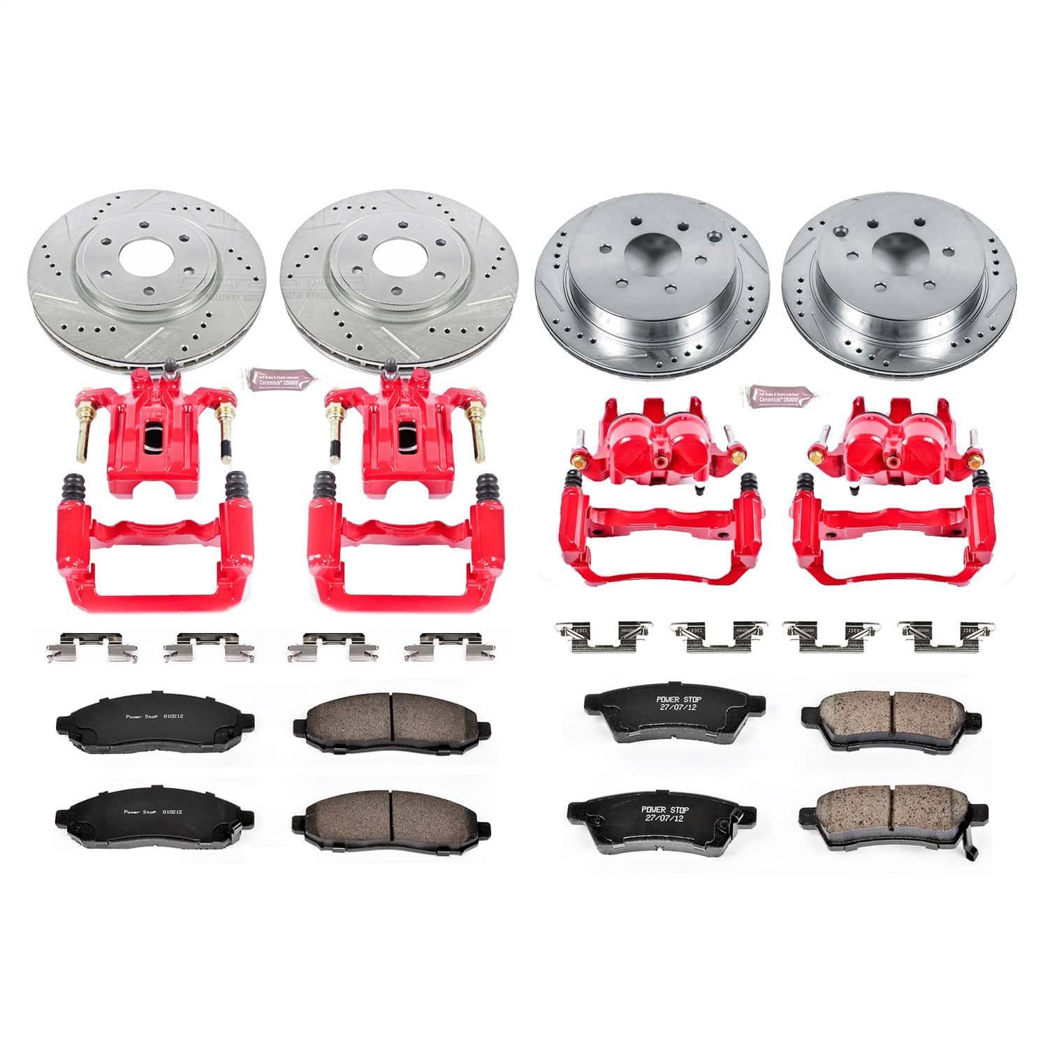 Power Stop - KC4062 - Front and Rear - Disc Brake Pad/Caliper and Rotor Kit