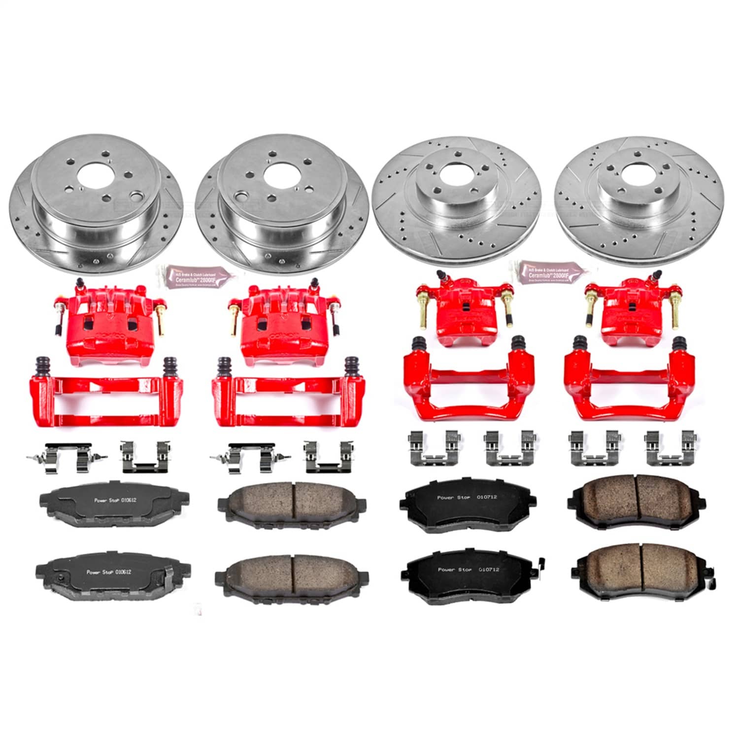 Power Stop - KC4077 - Front and Rear - Disc Brake Pad/Caliper and Rotor Kit
