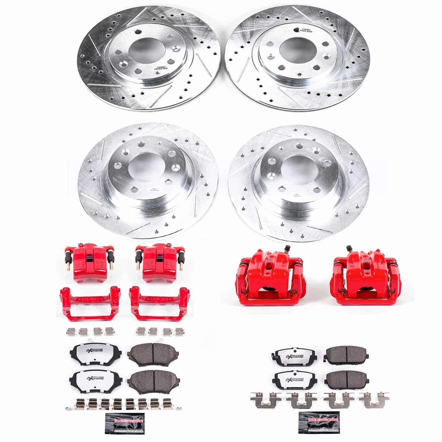 Power Stop - KC4098-26 - Front and Rear - Disc Brake Pad/Caliper and Rotor Kit