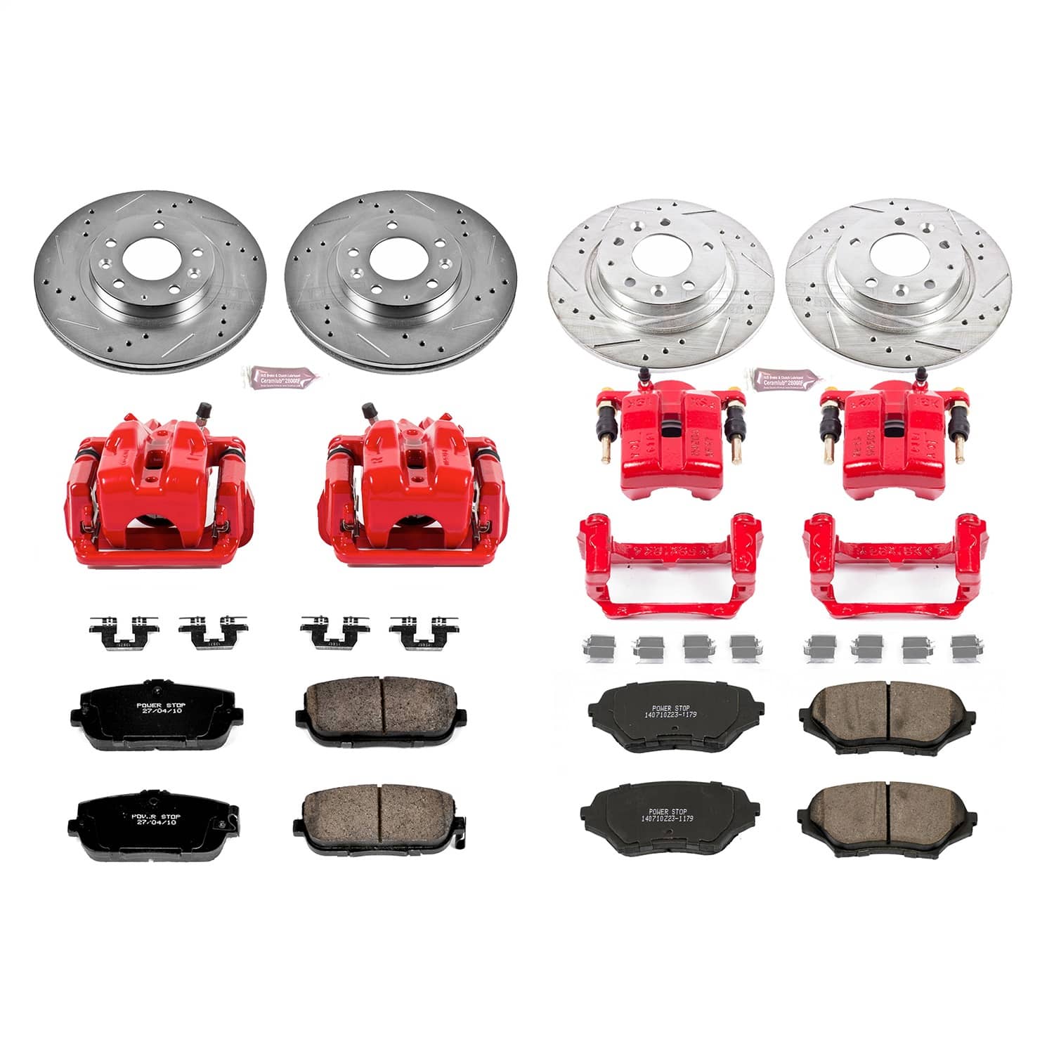 Power Stop - KC4098 - Front and Rear - Disc Brake Pad/Caliper and Rotor Kit