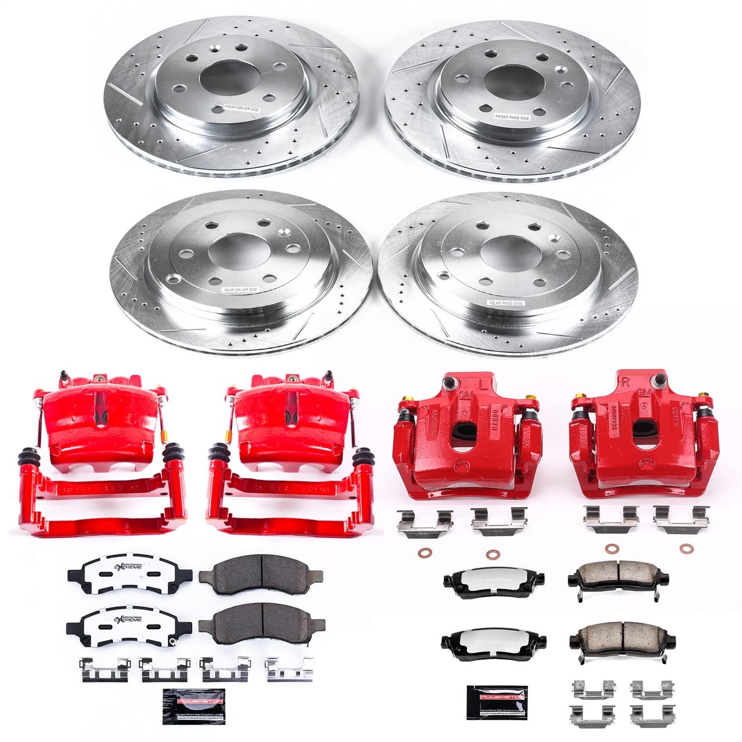 Power Stop - KC4466-36 - Front and Rear - Disc Brake Pad/Caliper and Rotor Kit