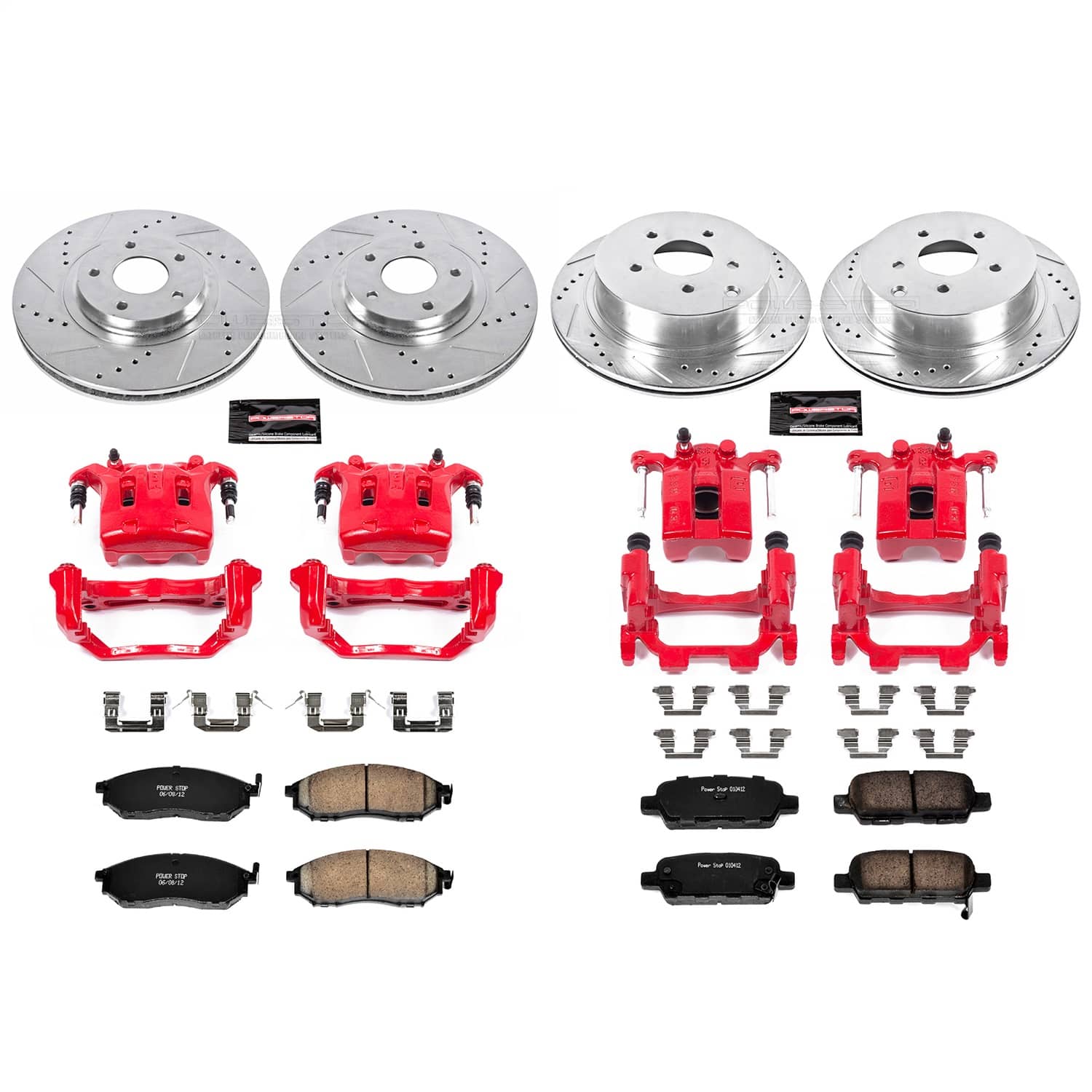 Power Stop - KC4476 - Front and Rear - Disc Brake Pad/Caliper and Rotor Kit