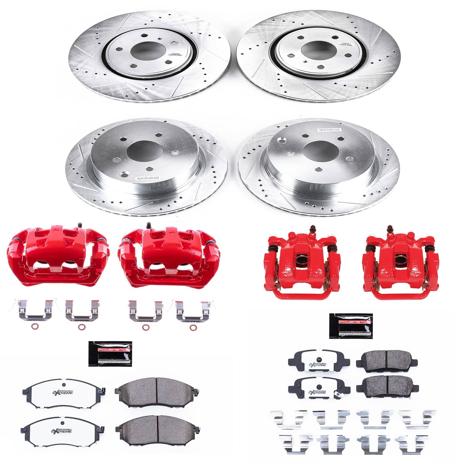 Power Stop - KC4477-26 - Front and Rear - Disc Brake Pad/Caliper and Rotor Kit