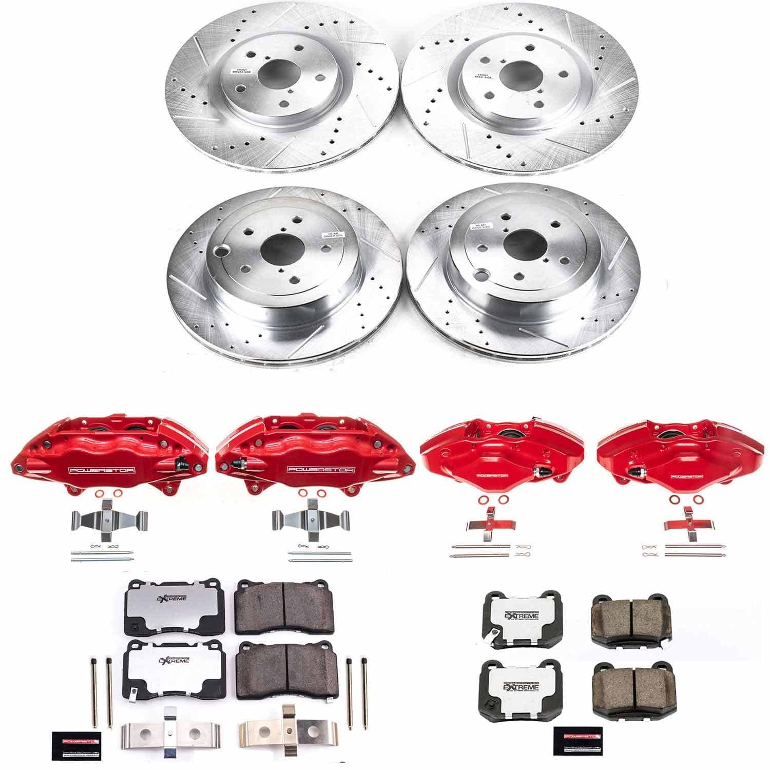 Power Stop - KC4490-26 - Front and Rear - Disc Brake Pad/Caliper and Rotor Kit