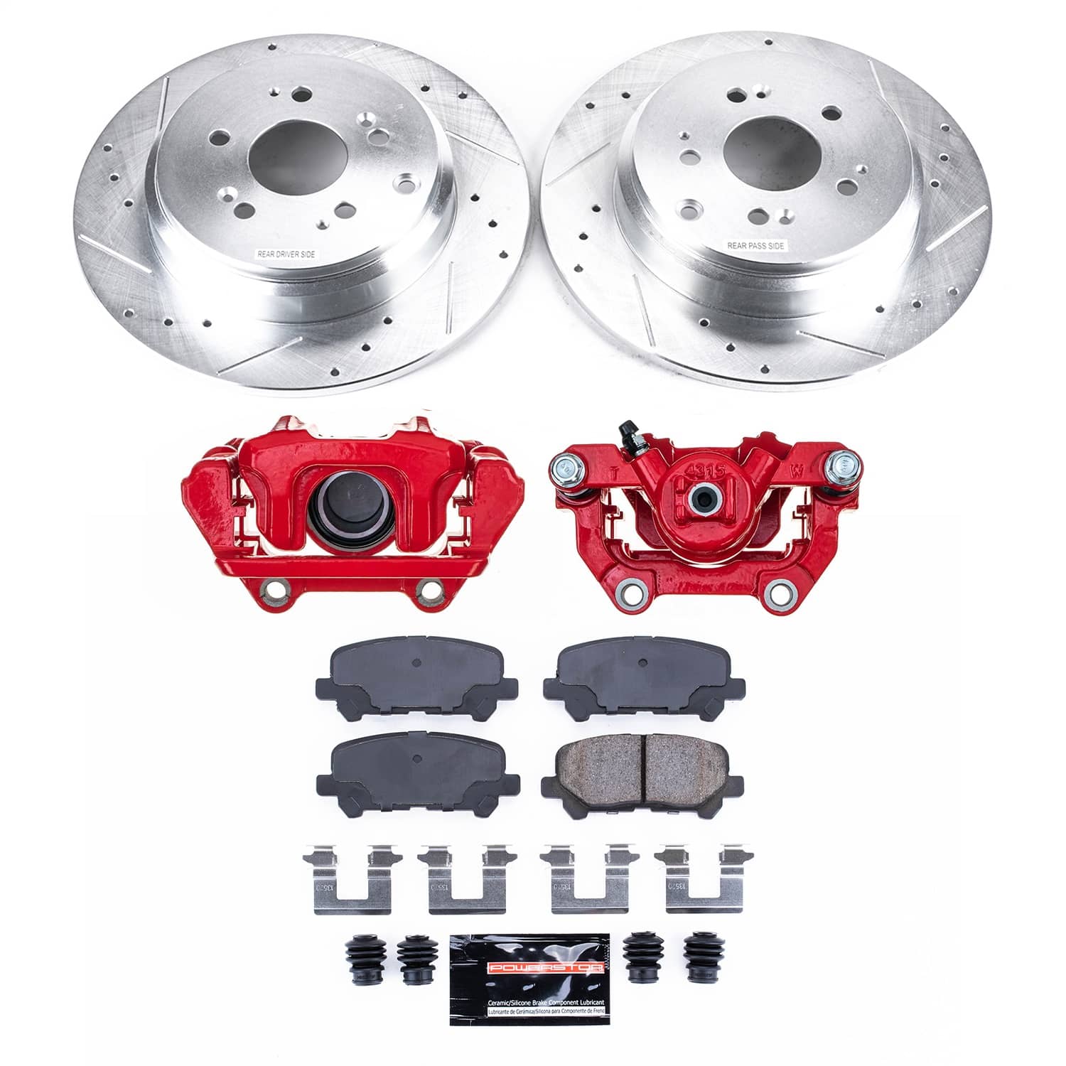 Power Stop - KC4685 - Rear - Disc Brake Pad/Caliper and Rotor Kit