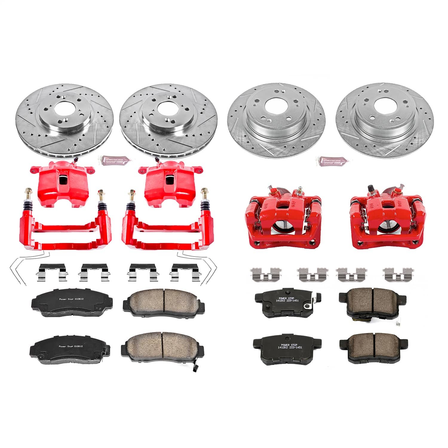 Power Stop - KC5391 - Front and Rear - Disc Brake Pad/Caliper and Rotor Kit