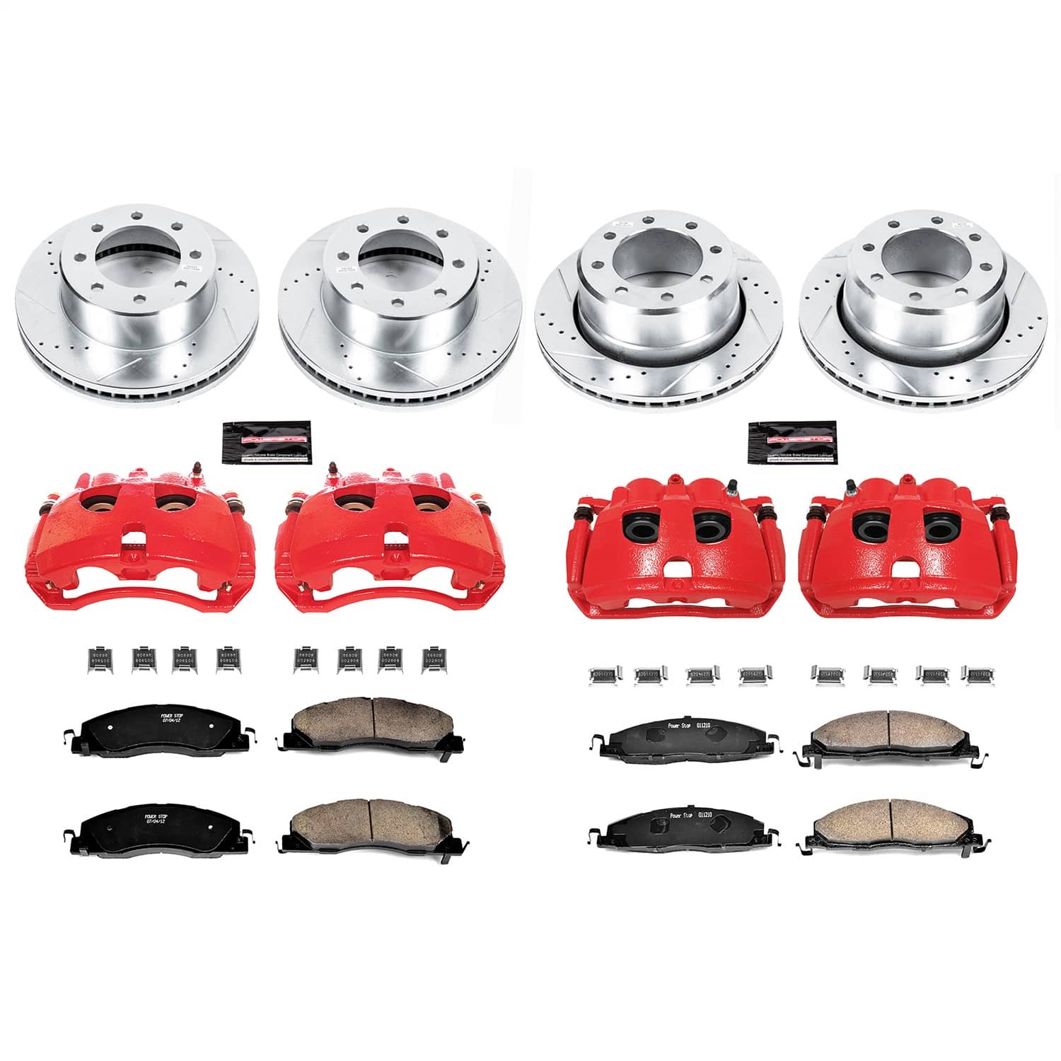Power Stop - KC5458 - Front and Rear - Disc Brake Pad/Caliper and Rotor Kit