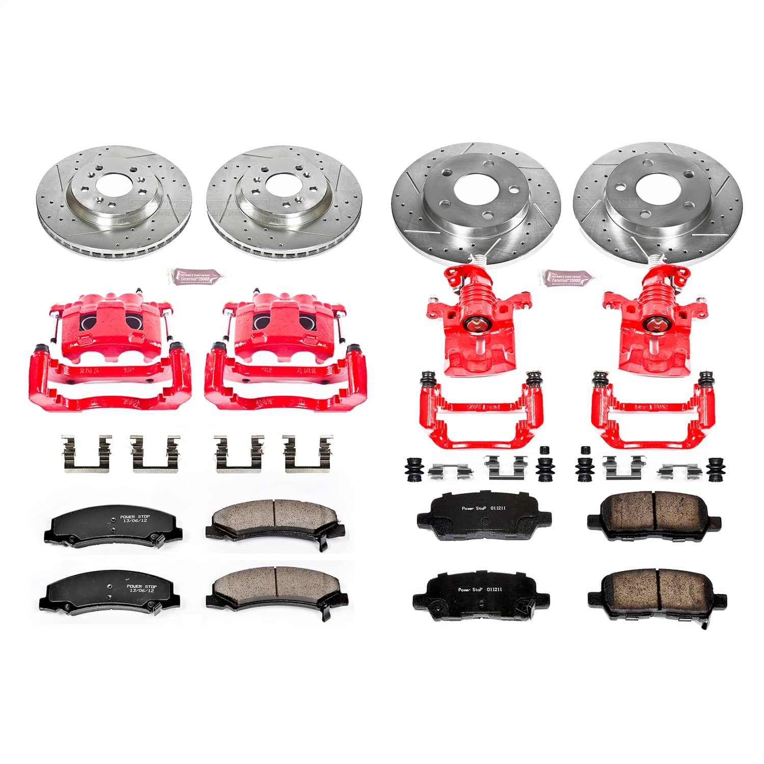 Power Stop - KC5504 - Front and Rear - Disc Brake Pad/Caliper and Rotor Kit