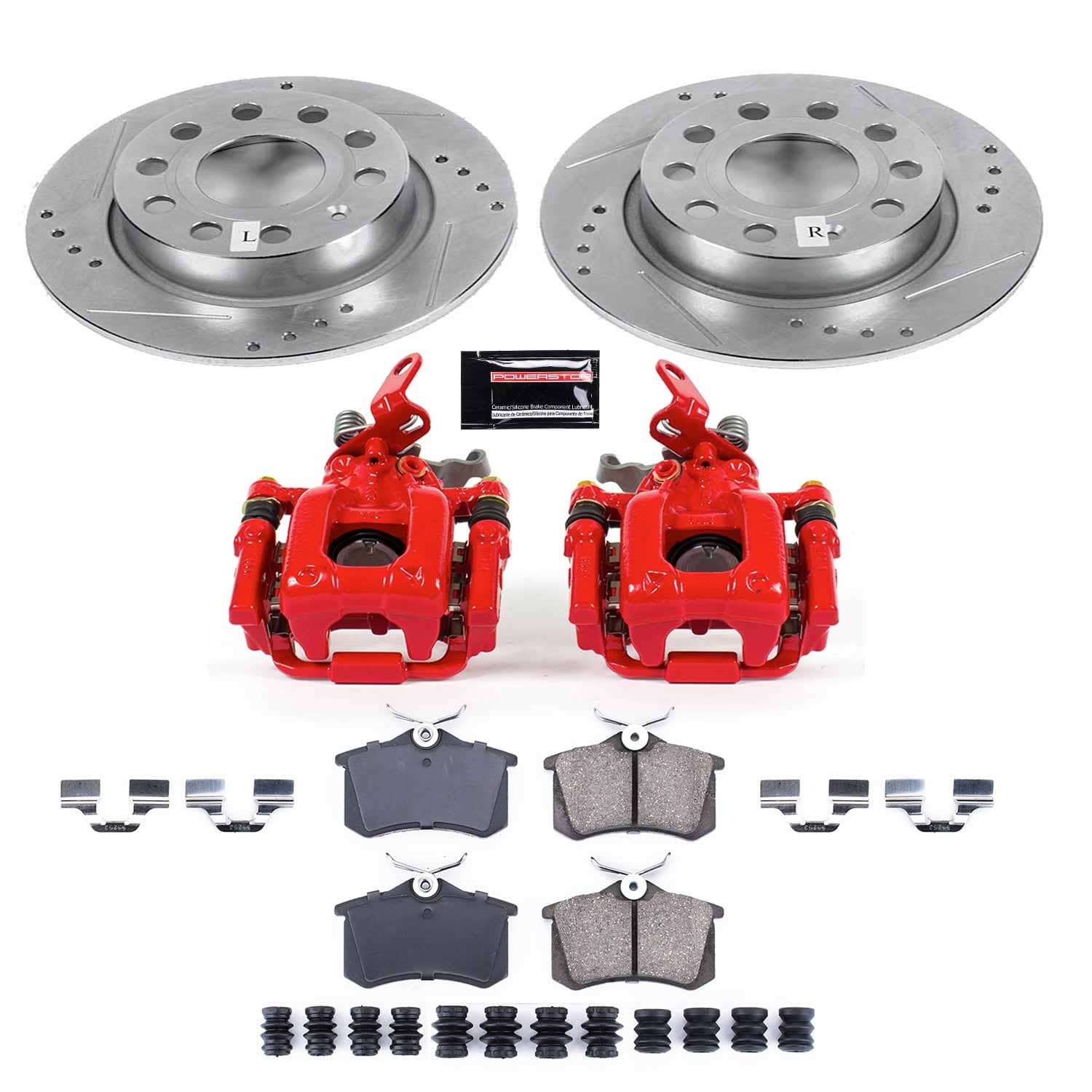 Power Stop - KC5671A - Rear - Disc Brake Pad/Caliper and Rotor Kit