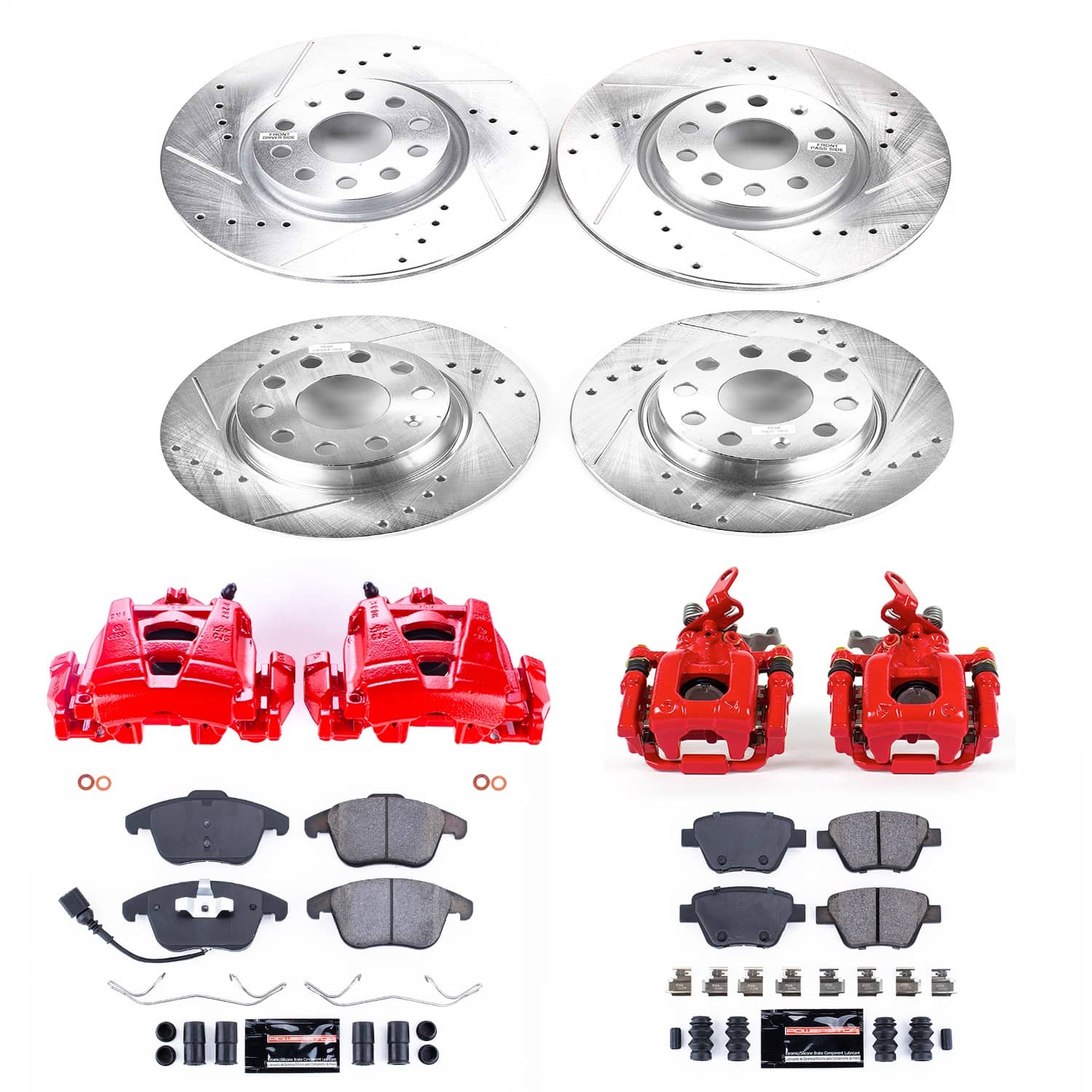 Power Stop - KC5803 - Front and Rear - Disc Brake Pad/Caliper and Rotor Kit