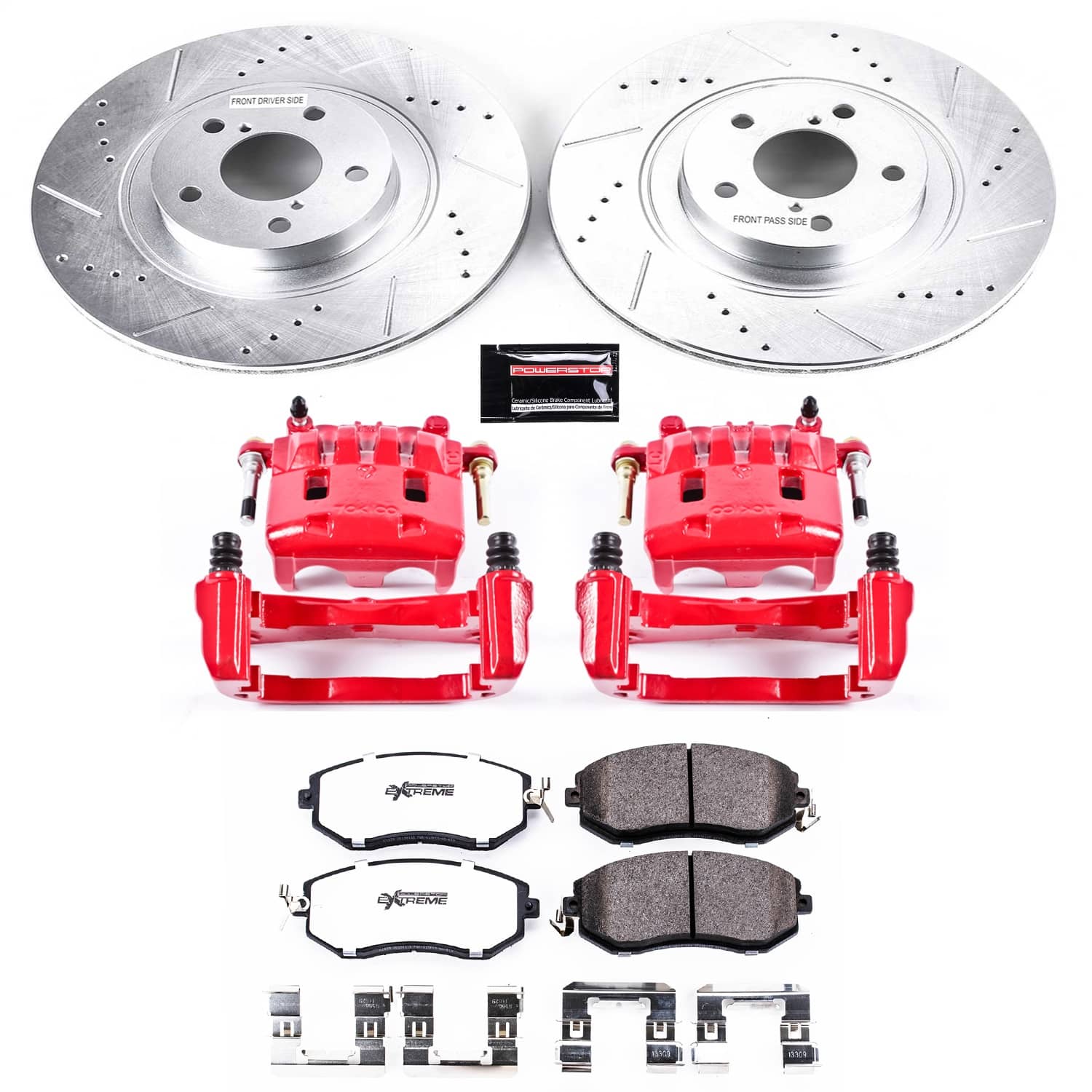 Power Stop - KC6082-26 - Front - Disc Brake Pad/Caliper and Rotor Kit