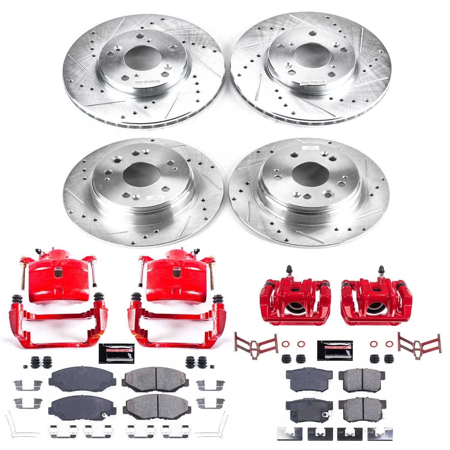Power Stop - KC6171 - Front and Rear - Disc Brake Pad/Caliper and Rotor Kit